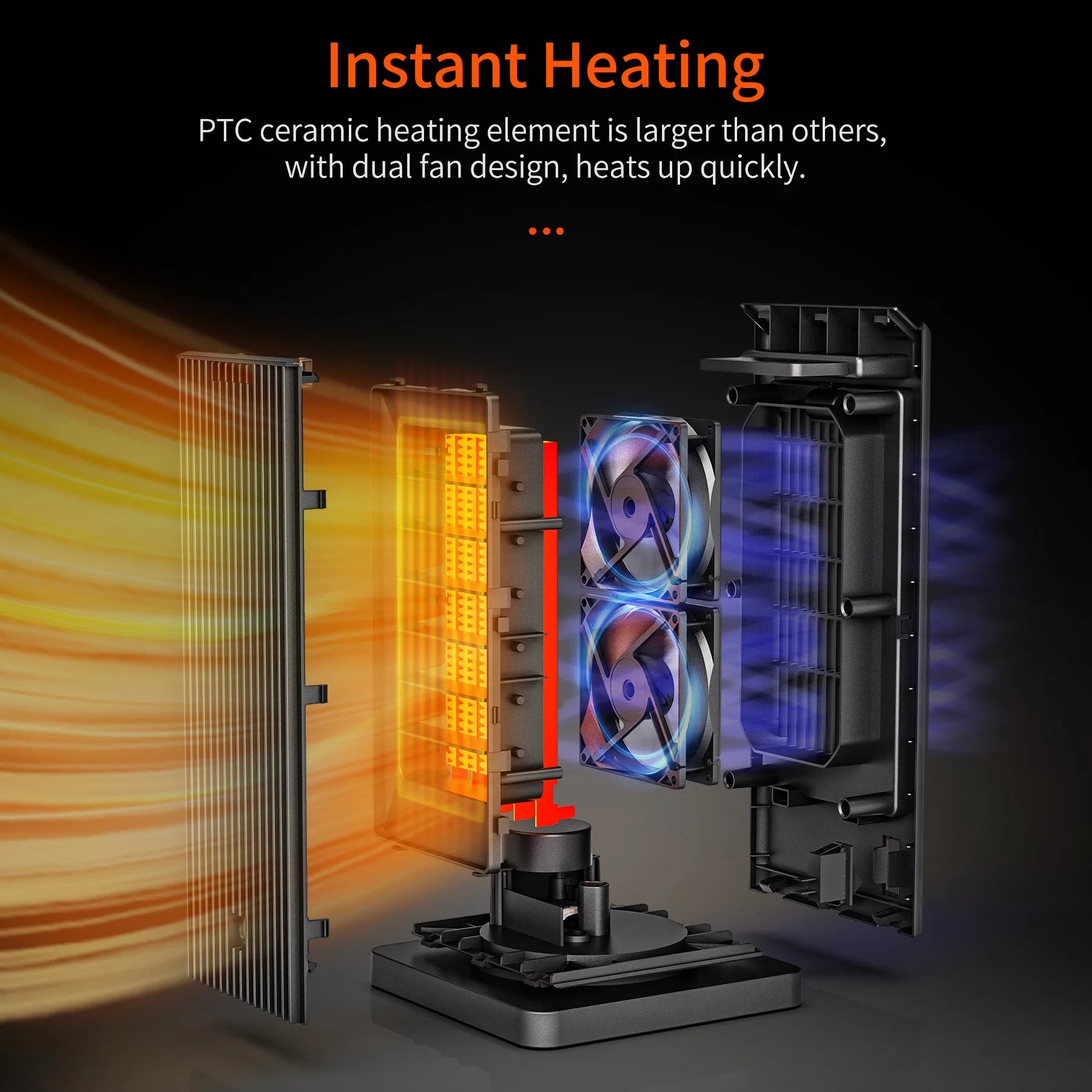 ALROCKET 1500W Ceramic Heater 90'' Oscillating with Thermostat and Remote Control