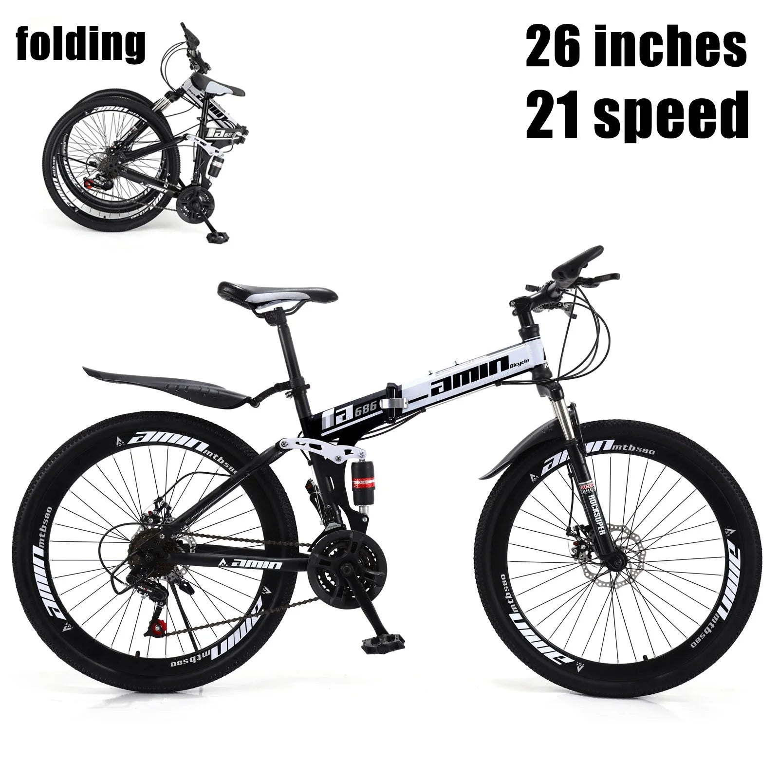 Unisex Adult Mountain Bike Full Suspension 26