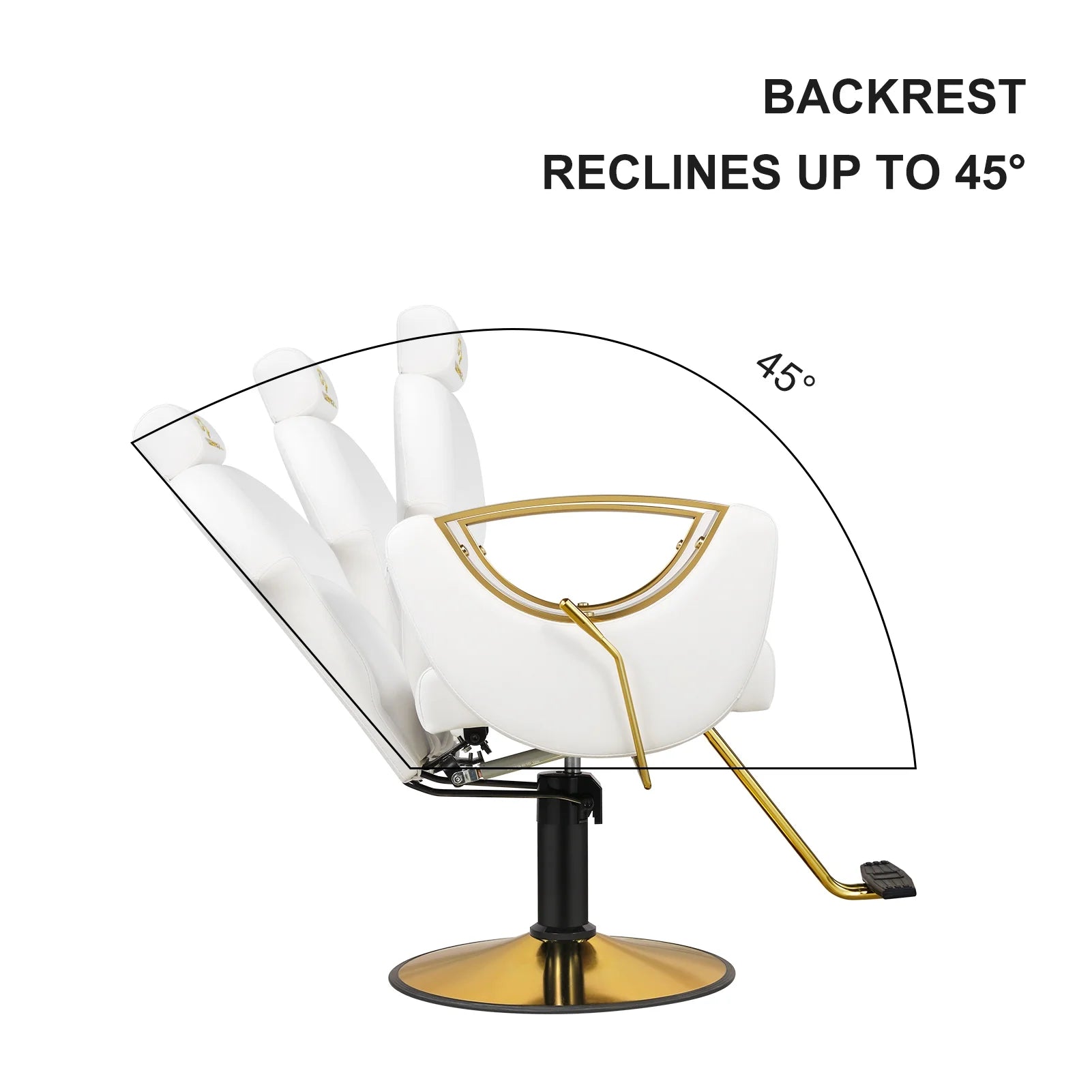 LUXMARS Reclining Barber Chair Salon Chair Height Adjustable Hydraulic Chair Tattoo Chairs 360 Degrees Rolling Swivel Barber Chairs for Barbershop Hair Salon Spa Equipment - White