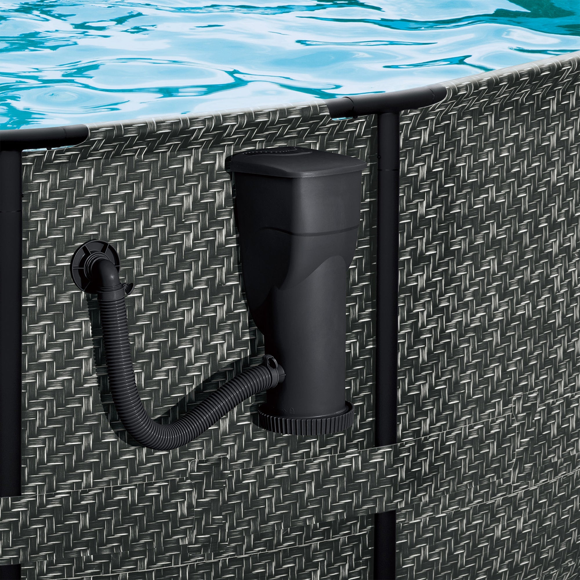 Funsicle 1500 Gallon SkimmerPlus Filter Pump System for Above Ground Pool, Black