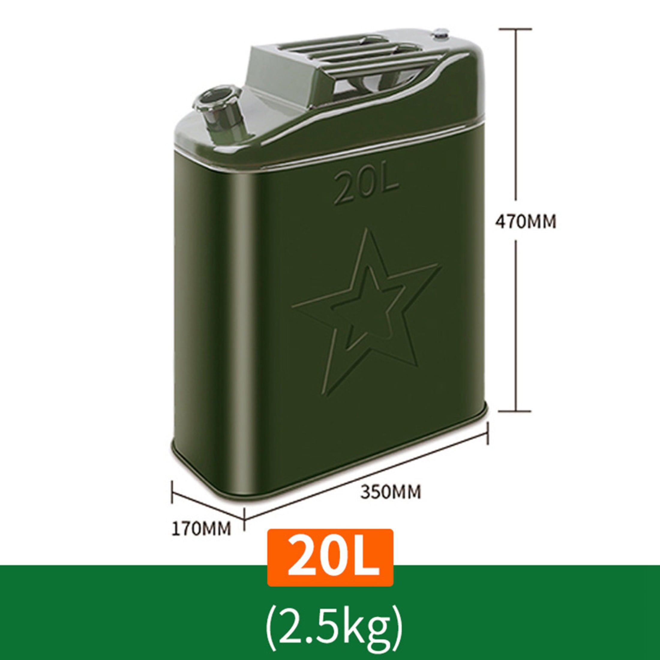 MoreChioce 20 Litre Metal Jerry Can Car Canister Holder Storage Tank with 3 Handles for Water Petrol Oil Water Alcohol
