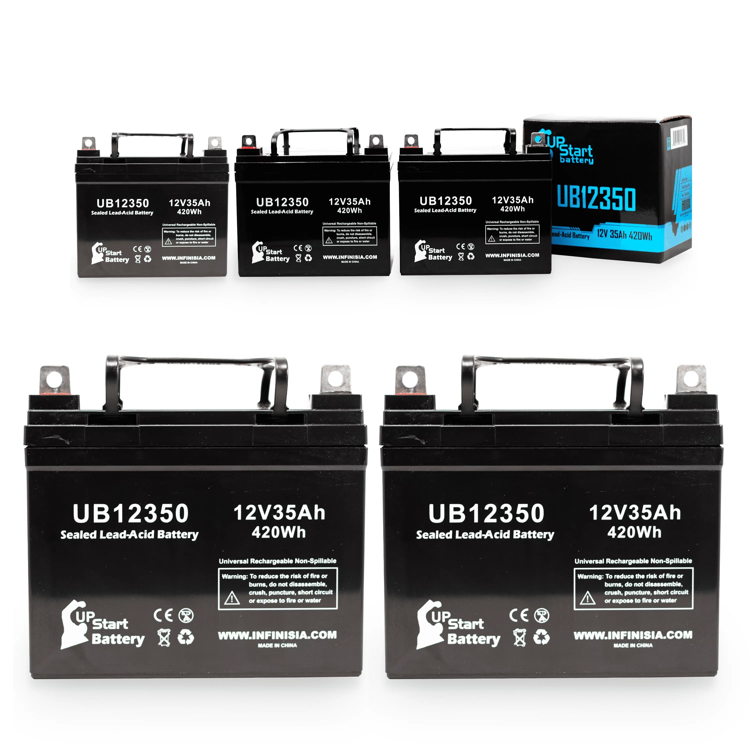 5x Pack - Compatible Imc Heartway Escape H Battery - Replacement UB12350 Universal Sealed Lead Acid Battery (12V, 35Ah, 35000mAh, L1 Terminal, AGM, SLA)