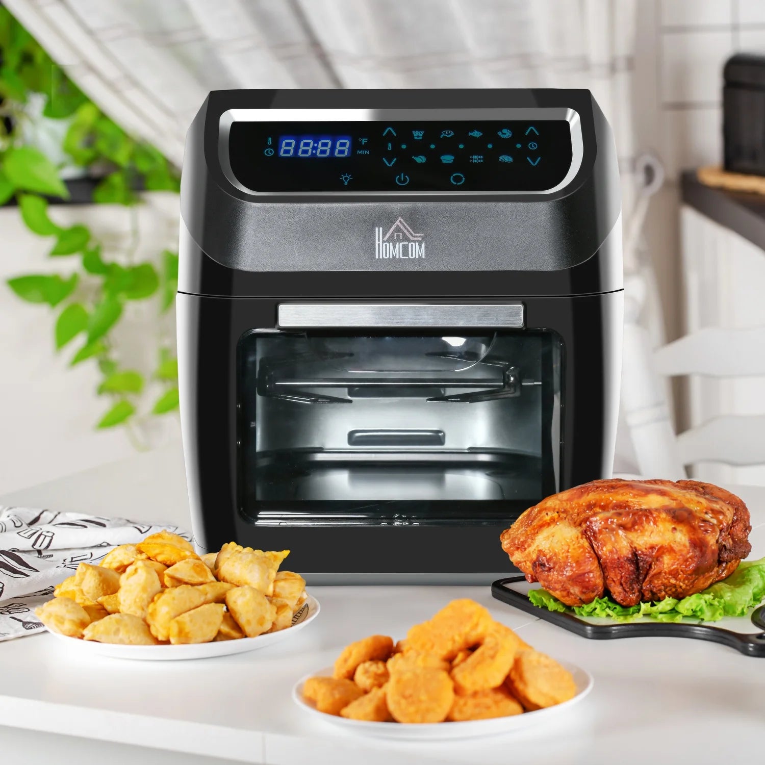 GFVCNIO 12 QT Air Fry Oven 8 In 1 Countertop Oven Combo with Air Fry Roast Broil Bake and Dehydrate 1700W with Accessories and LED Display Black