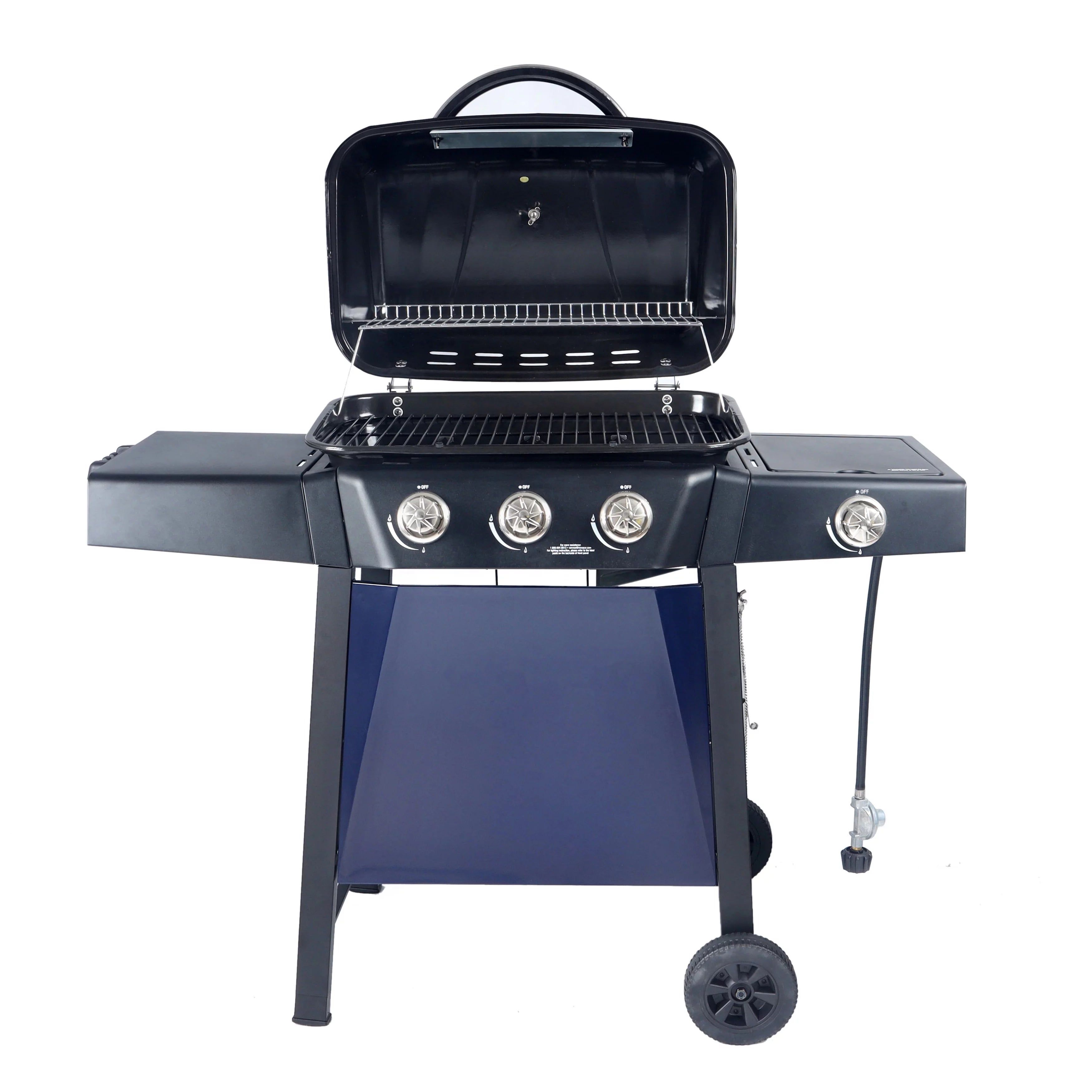 RevoAce 3 Burner Propane Gas Grill Including a Side Burner, Blue Sapphire, GBC1729WBS, New