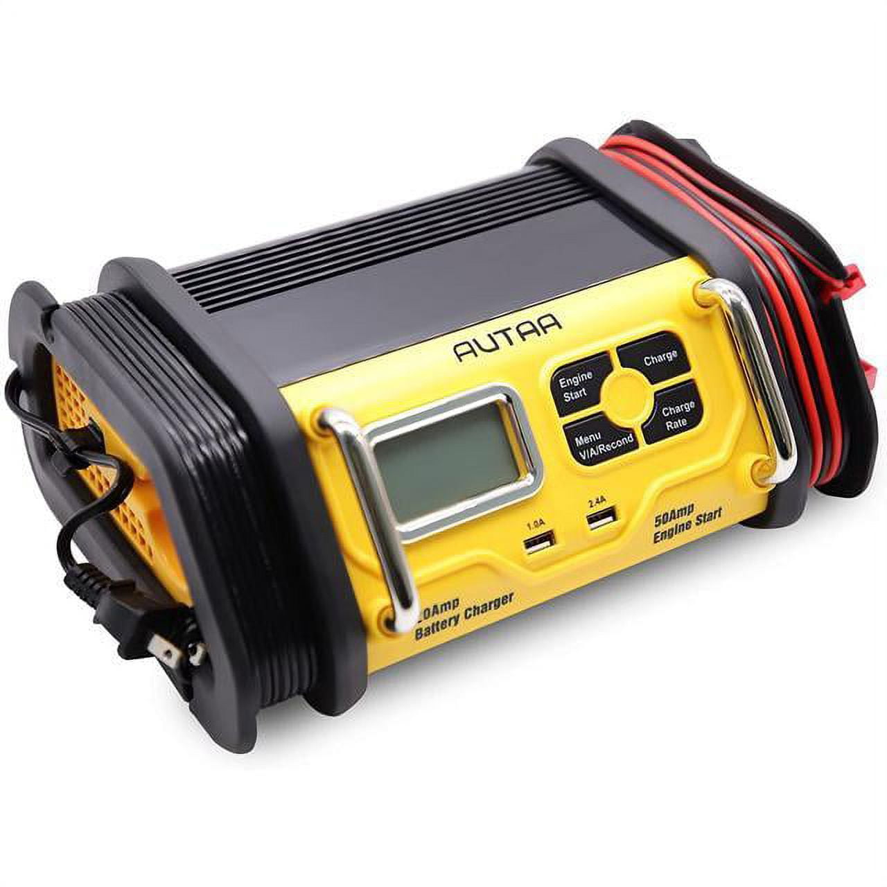 AUTAA 12V Fully Automatic 20 Amp Bench Battery Charger/Maintainer with 50Amp Engine Start, Alternator Check, Cable Clamps.