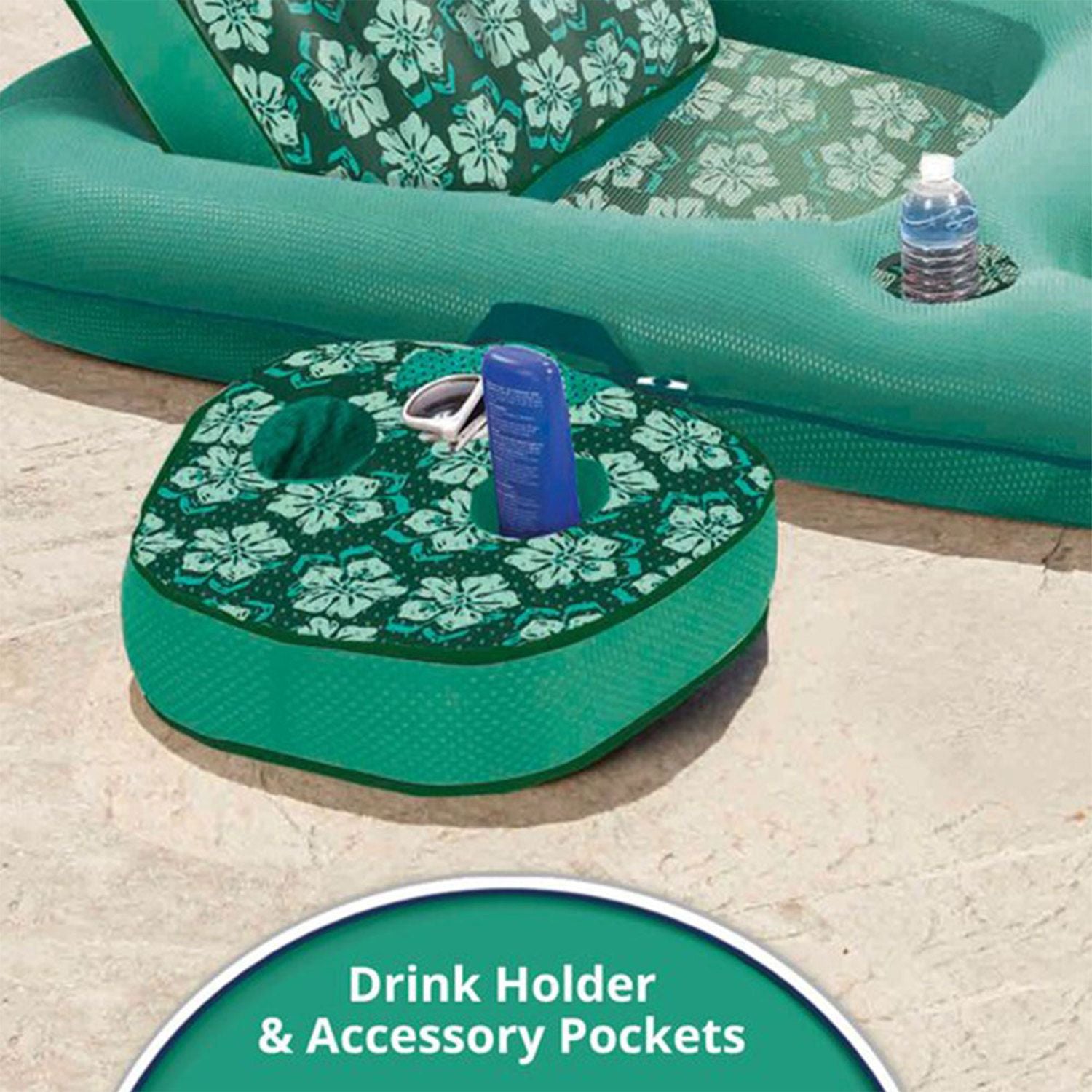 Aqua Leisure Campania 2 in 1 Convertible Water Lounger Pool Inflatable， Floral