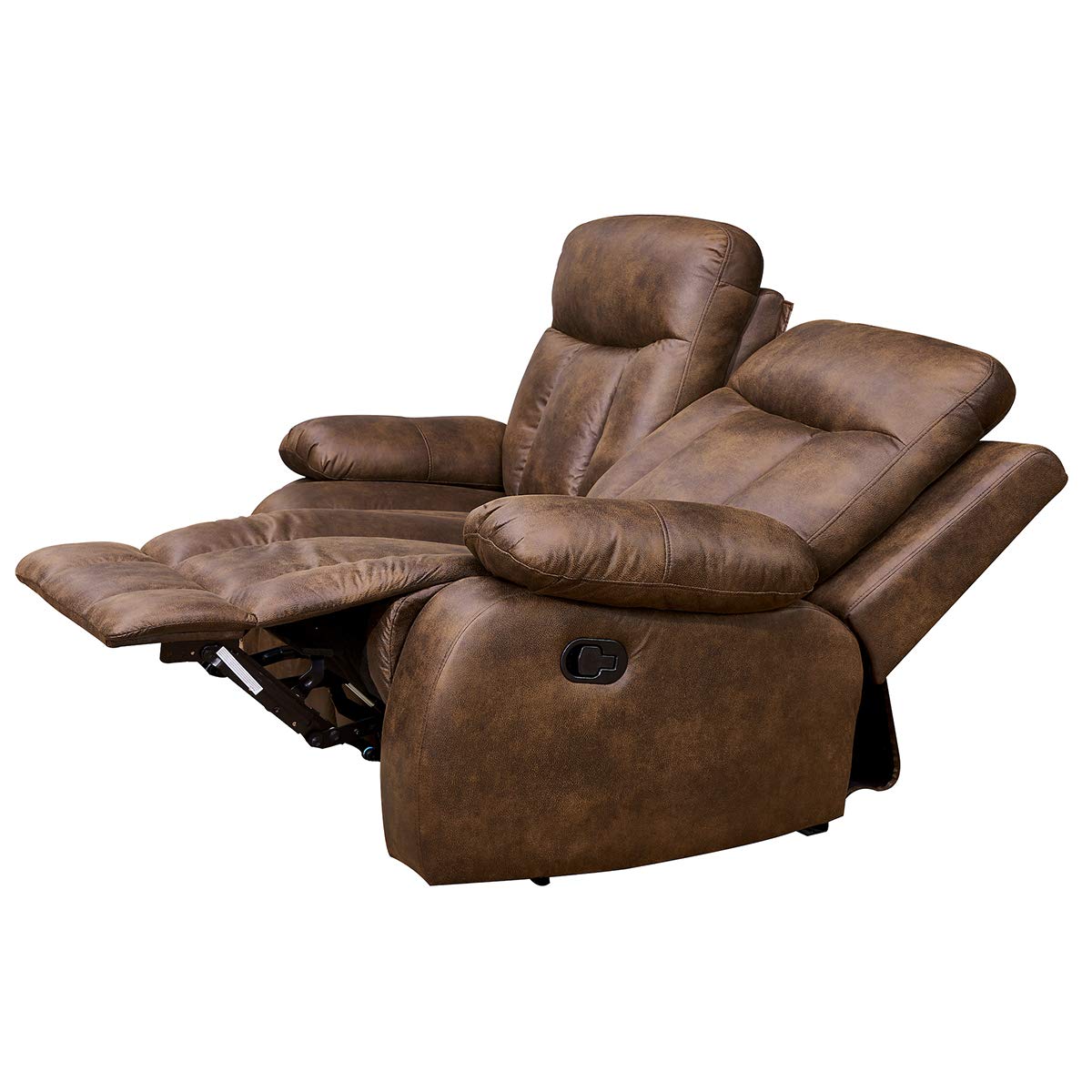 Betsy Furniture 3-PC Microfiber Fabric Recliner Set Living Room Set in Brown, Sofa Loveseat Chair Pillow Top Backrest and Armrests 8028 (Living Room Set 3+2+1)