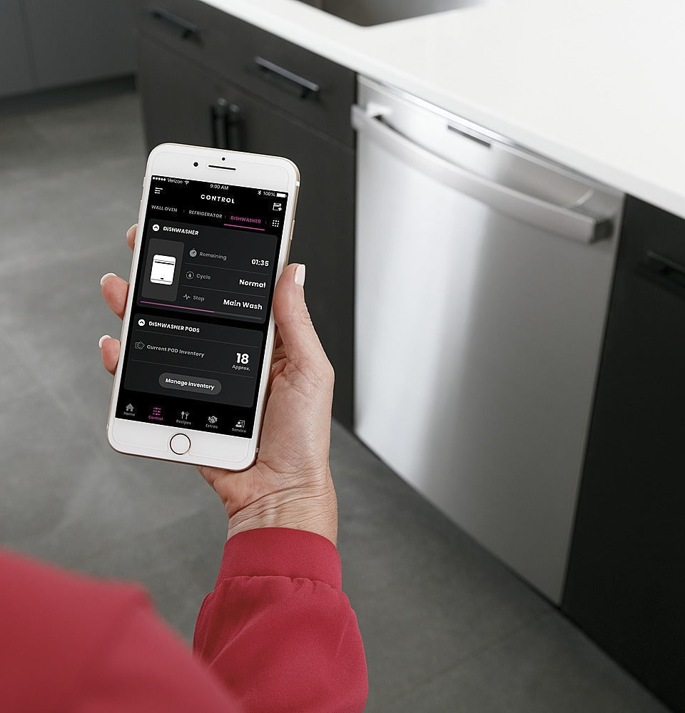 GE Profile - Hidden Control Built-In Dishwasher with Stainless Steel Tub, Fingerprint Resistance, 42 dBA - Stainless steel