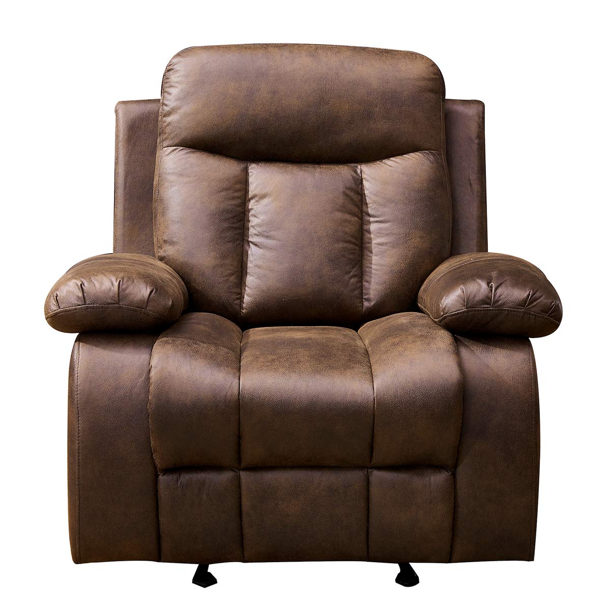 Betsy Furniture 3-PC Microfiber Fabric Recliner Set Living Room Set in Brown, Sofa Loveseat Chair Pillow Top Backrest and Armrests 8028 (Living Room Set 3+2+1)