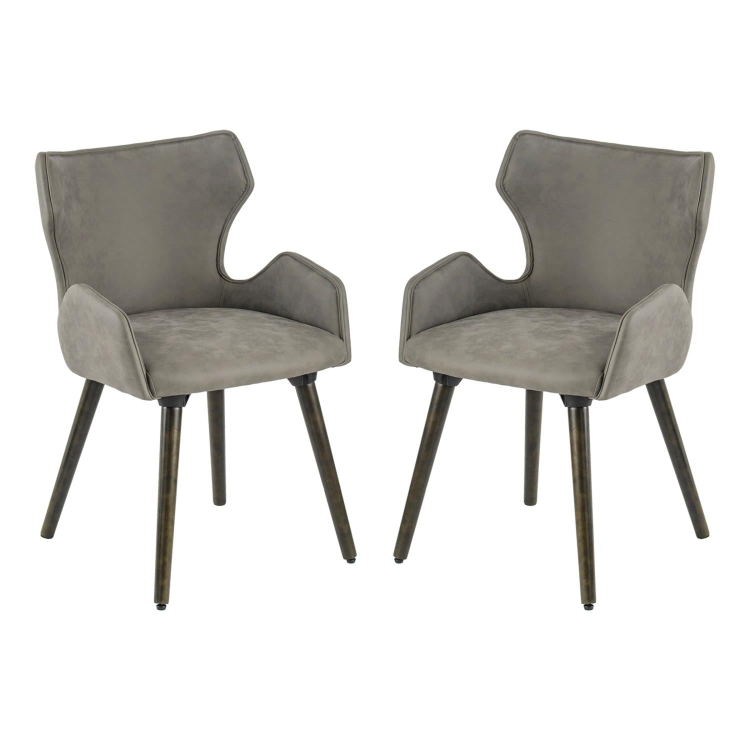 A & B Home Set Of 2 Dining Chair With Dark Brown And Gray Finish 49809-GRAY-DS