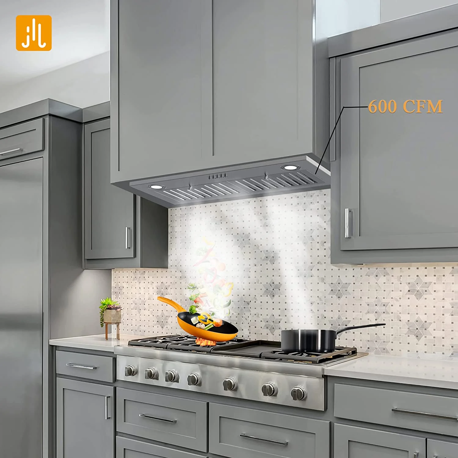 Range Hood 30-inch Built-in Insert Cooker Hood 600CFM Powerful Exhaust Vent Fan