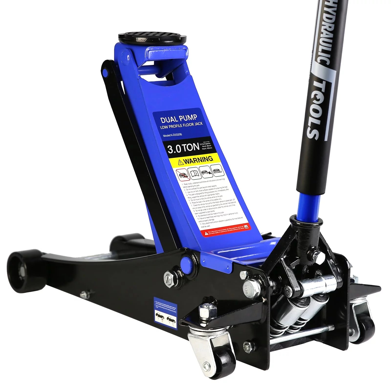 3 Ton Floor Jack, Hydraulic Low Profile Car Jack, Heavy Duty Steel Hydraulic Jack Floor Jack with Dual Piston Quick Lift Pump, Lifting Range 5.1