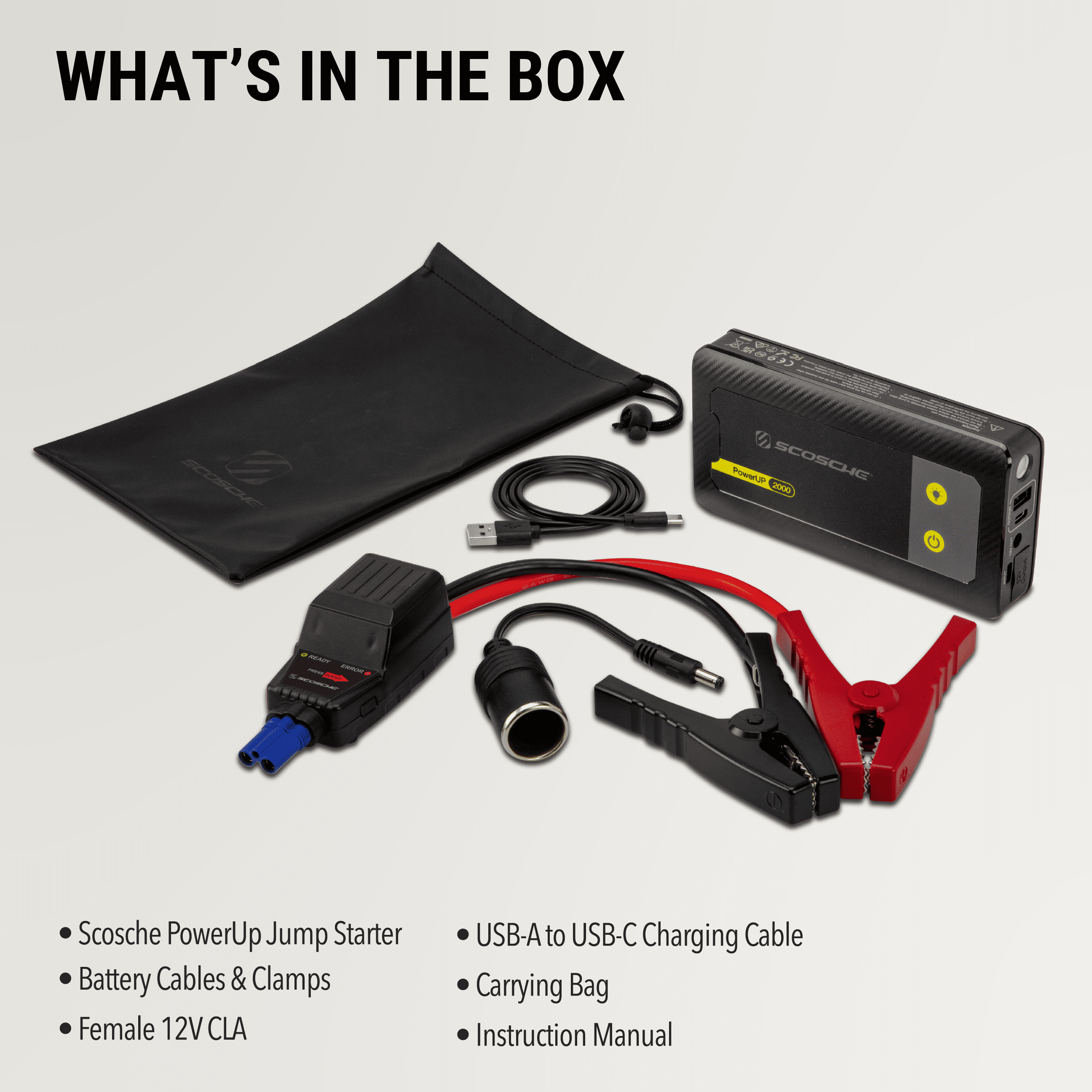 Scosche PBJ2000 PowerUp 2000 Amp Emergency Jump Starter with Built-In Power Bank and Flashlight