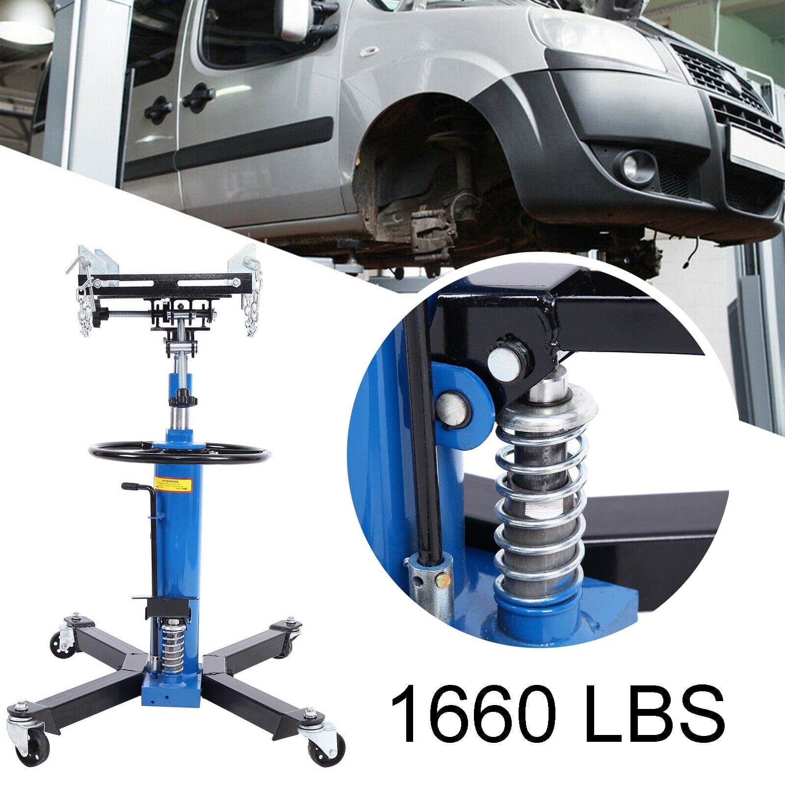 JSTUOKE 1660 Pounds Hydraulic Car Transmission Jack Vertical Lift with 360° Swivel Wheel Pedal ,Blue,33