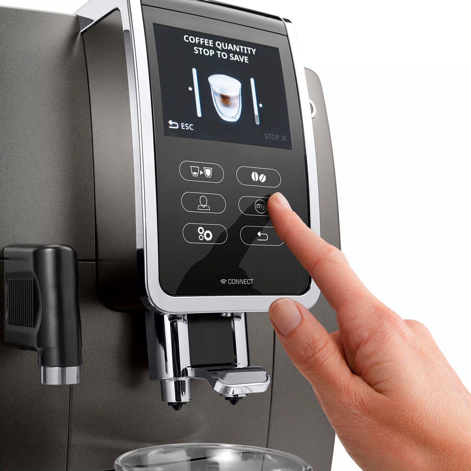 De'Longhi - Dinamica Plus Fully Automatic Espresso Machine with Built-in Grinder - Titanium
