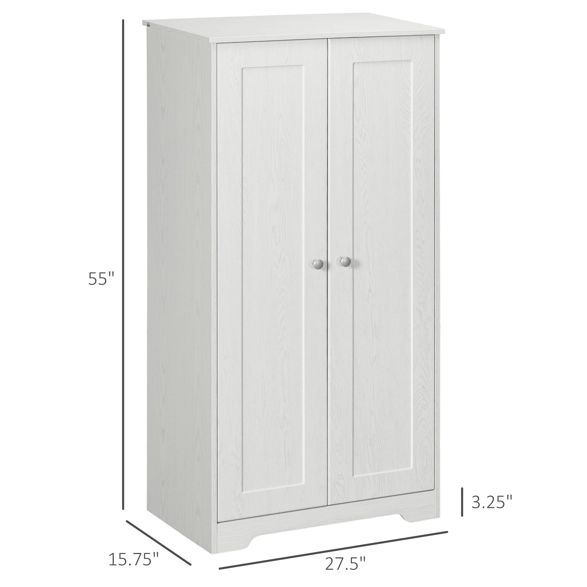 HOMCOM Kitchen Pantry, Freestanding Cupboard with Adjustable Shelves White