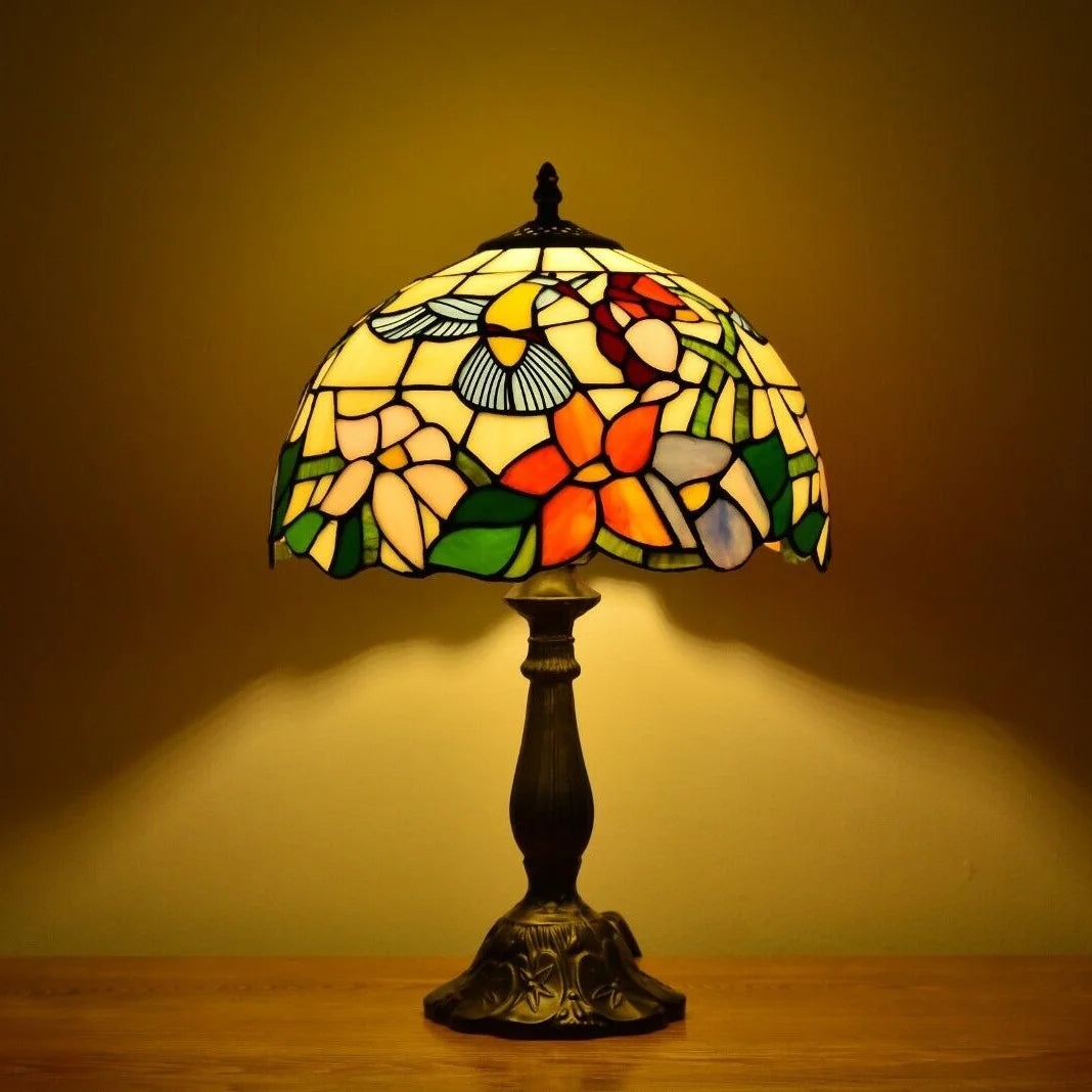 Tiffany Style Table Lamp Stained Glass Lamp Hummingbird Style Bedside Table Lamp Desk Reading Light 18