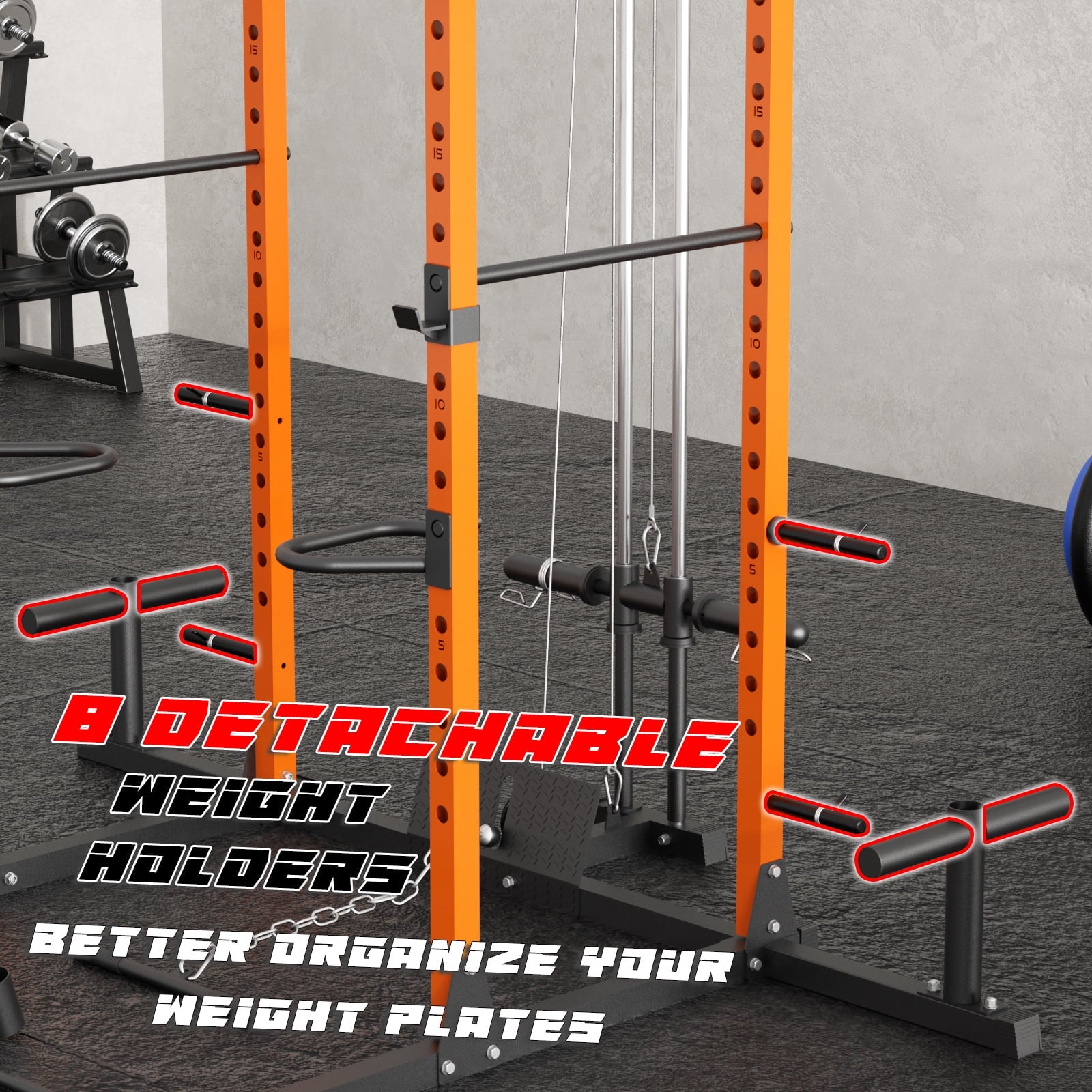 Vanswe Power Cage with LAT Pulldown Attachment, 1200-Pound Power Rack Home Gym