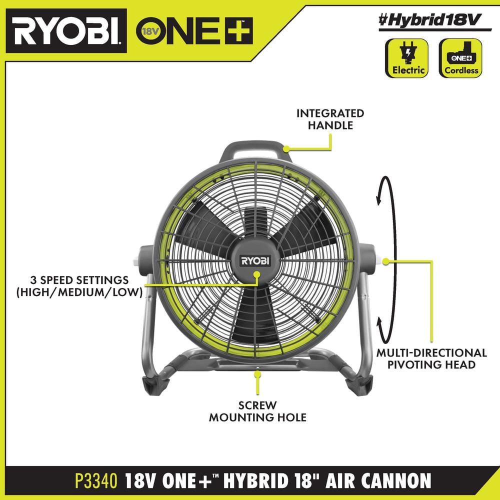 ONE+ 18V Hybrid 18 in. Air Cannon Drum Fan P3340
