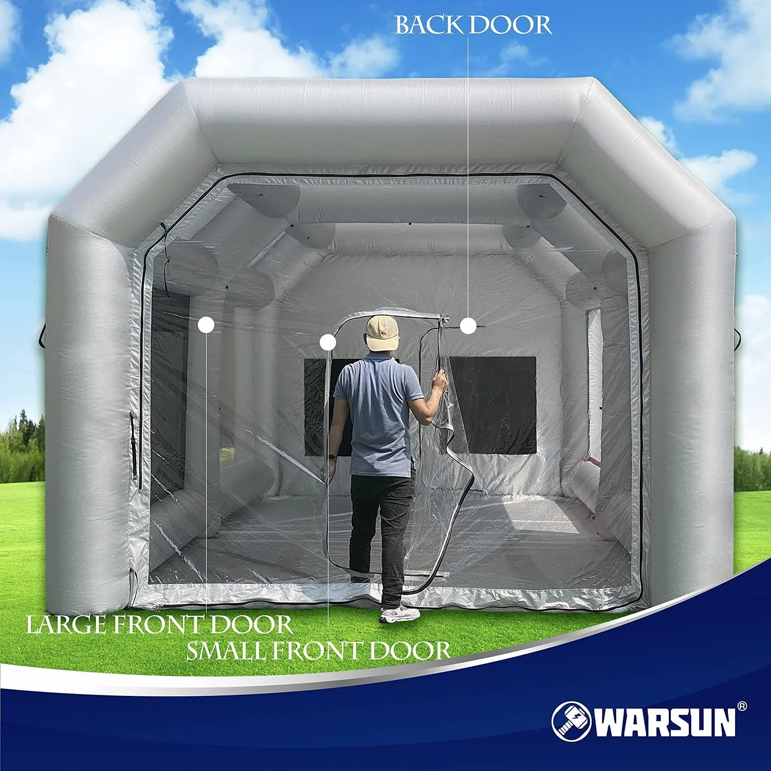 28X15X10Ft Inflatable Paint Booth Larger Inflatable Spray Booth with Air Filter System Portable Car Painting Tent Upgraded with 950W+750W Blowers