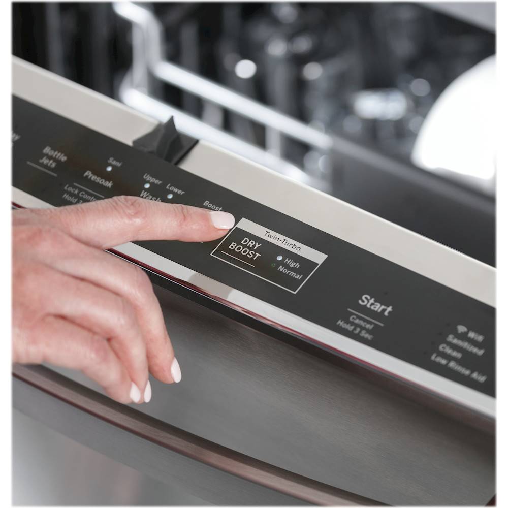 GE Profile - Hidden Control Built-In Dishwasher with Stainless Steel Tub, Fingerprint Resistance, 3rd Rack, 39 dBA - Stainless steel