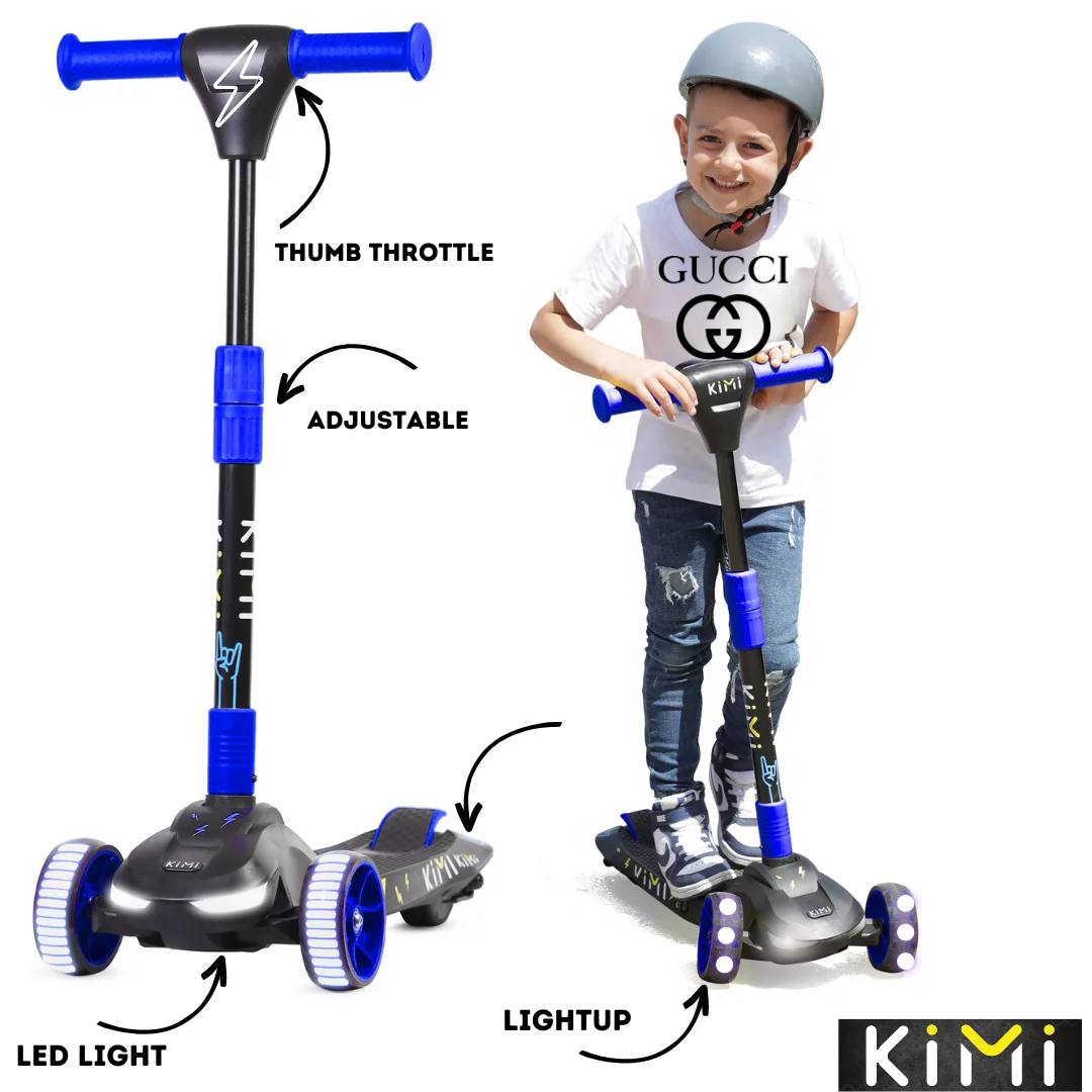 KIMI Kids Toddlers 3-Wheel Electric Scooter, Adjustable, TSA Approved, Ages 2-9, 5MPH, Lights, 10 Miles Range + Charger