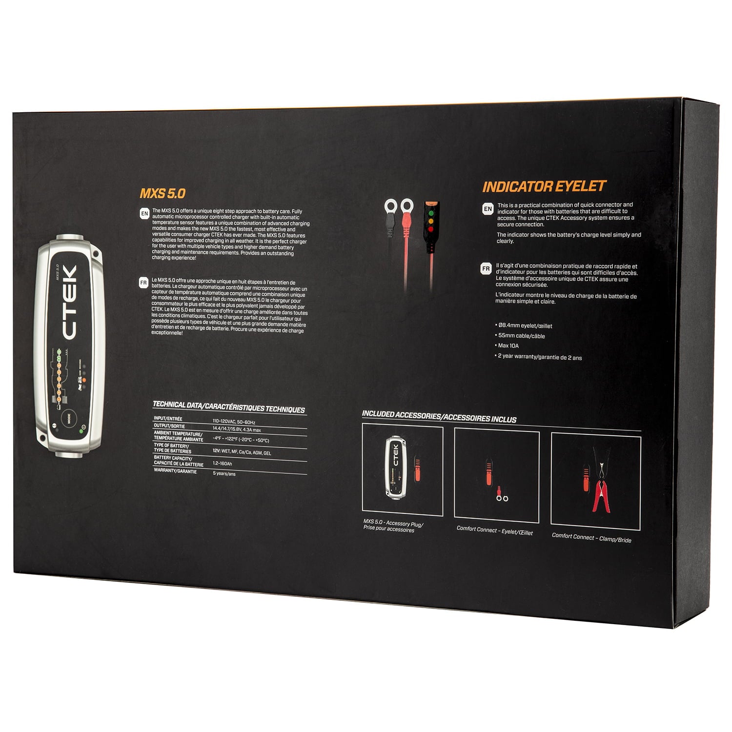 CTEK 40-359 MXS 5.0 Fully Automatic 4.3 amp Battery Charger and Care Kit 12V