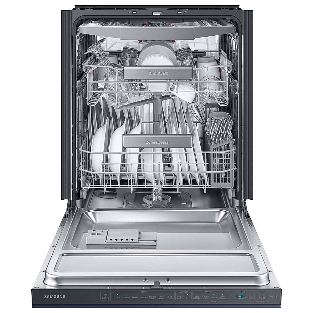 Samsung - Smart BESPOKE Linear Wash 39dBA Dishwasher - Navy steel