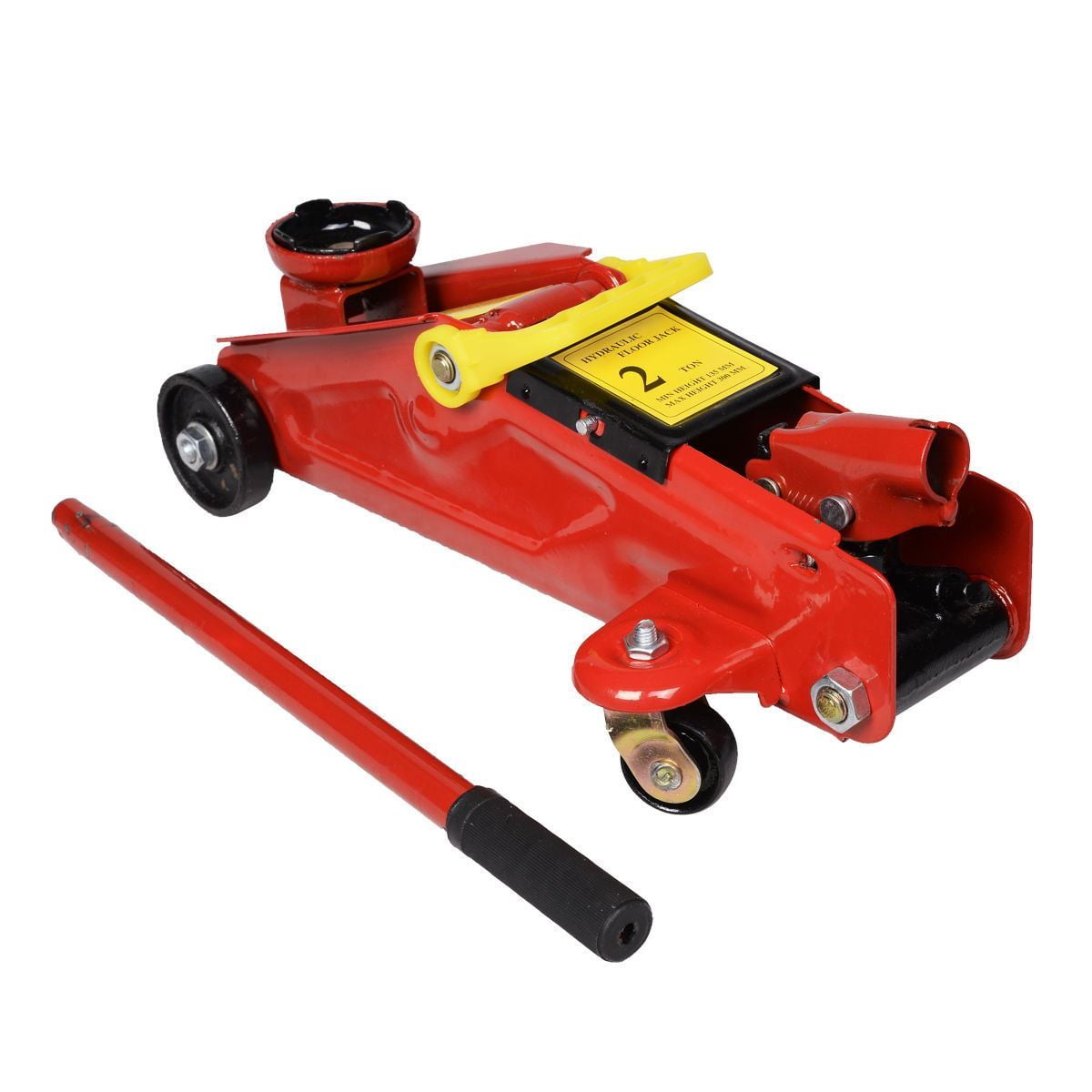CB16448 Mini Red 2 Ton 4000 lbs Hydraulic Floor Jack Lift Tool on Wheels with Case, Red