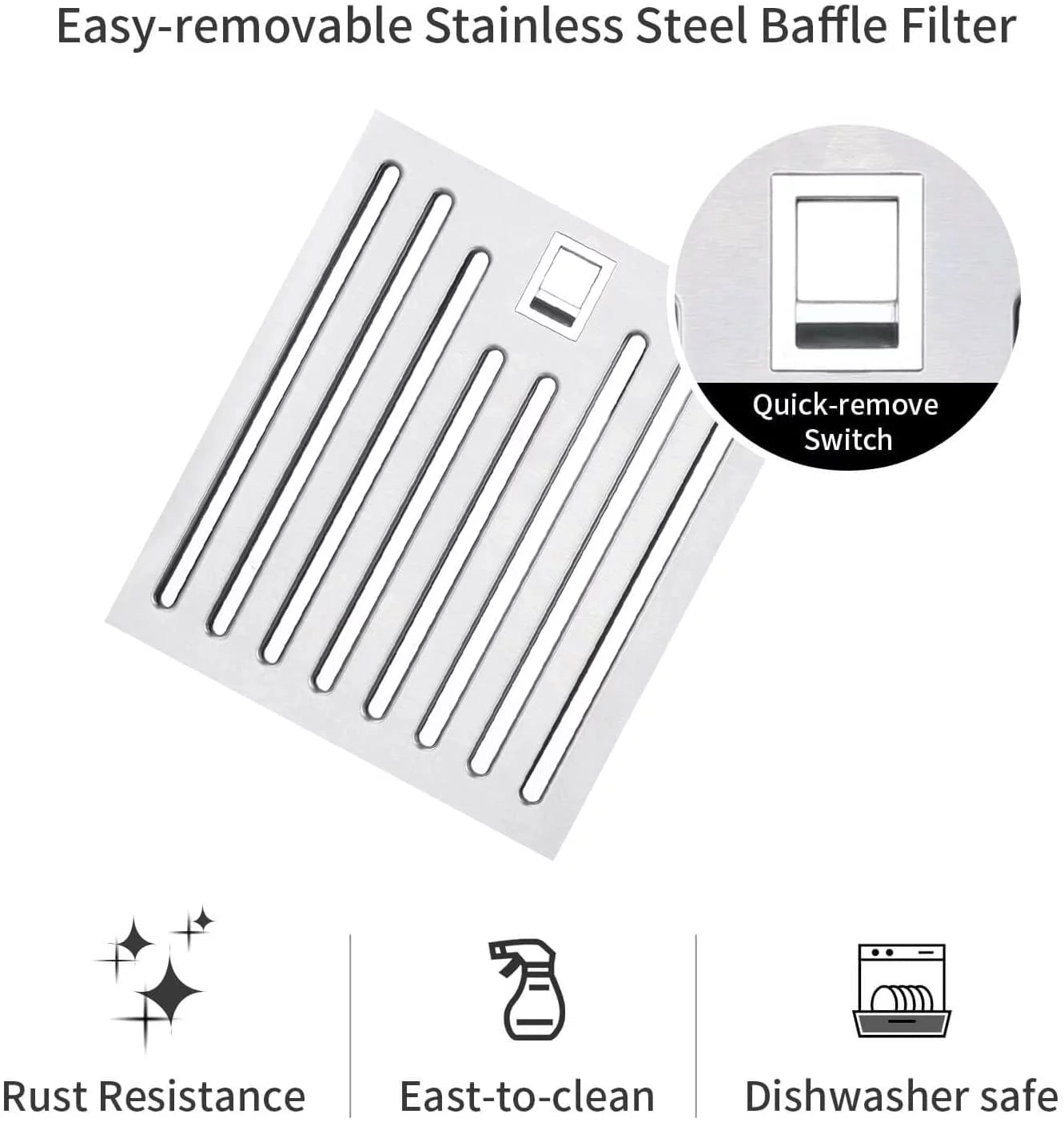 Range Hood 30 inch Insert Vent Hood 600 CFM Built-in Stainless Steel Range Hood