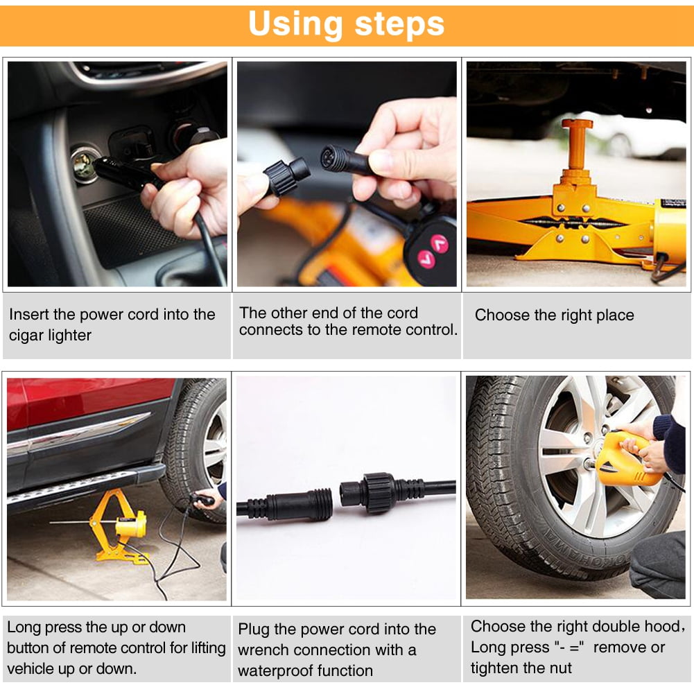 3Ton 12V DC Automotive Electric Jack Lifting Car SUV Emergency Equipment w/ Impact Wrench