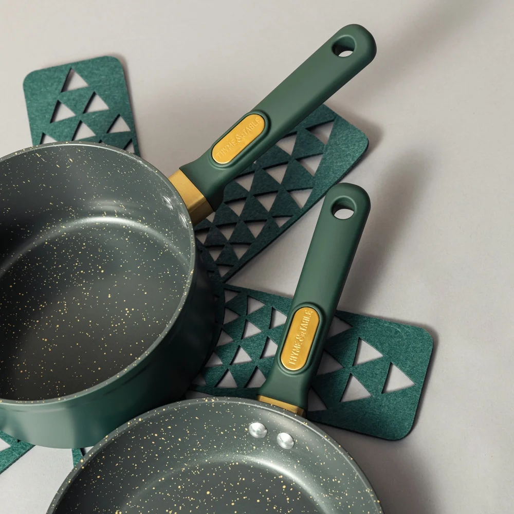 Thyme & Table Non-Stick 12-Piece Granite Cookware Set, Hunter Green