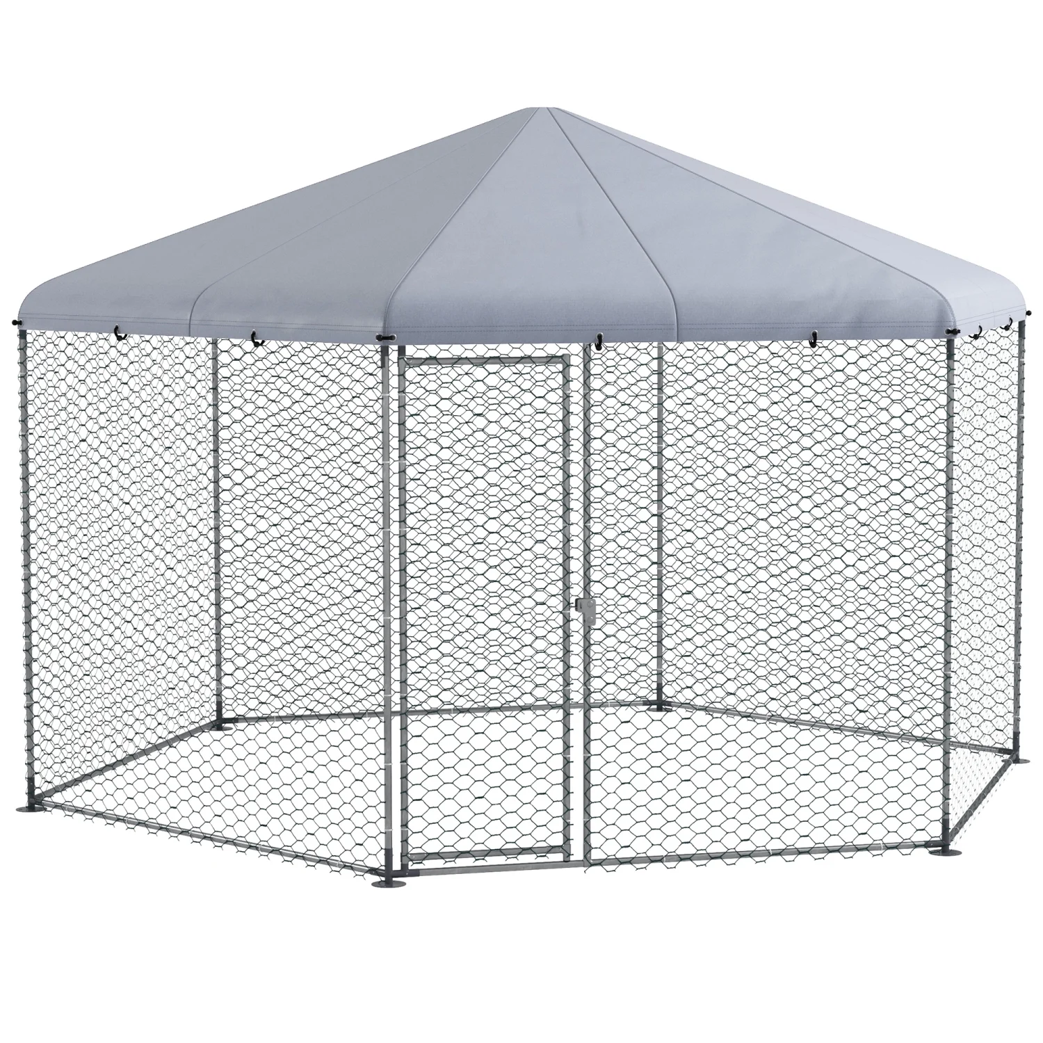 GFVCNIO PawHut Large Metal Coop Run for Ducks and Rabbits with Waterproof and Anti-UV Cover Walk-in Poultry Cage Hen House for Outdoor and Yard Farm Use 13‘ x 11.4‘ x 8.6‘