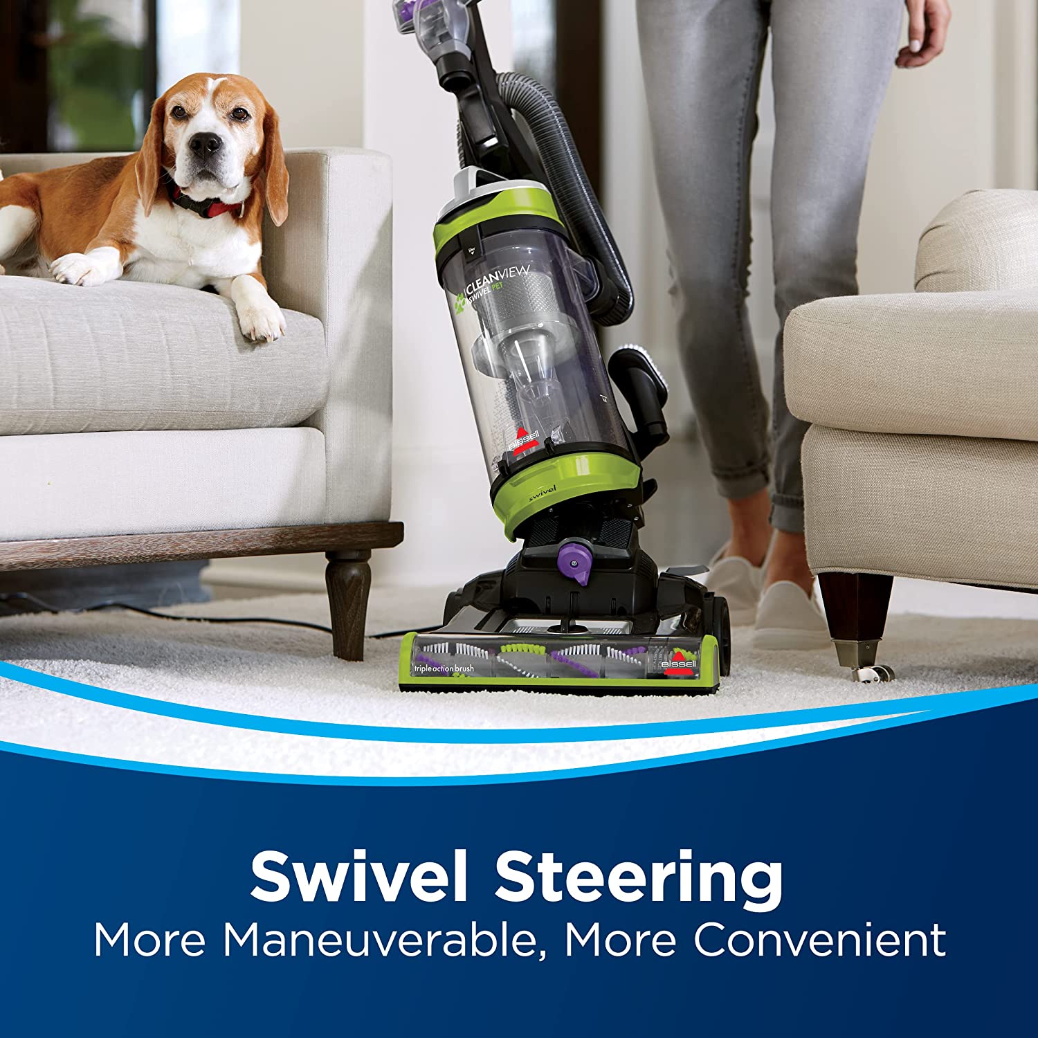 BISSELL 2252 CleanView Swivel Upright Bagless Vacuum with Swivel Steering， Powerful Pet Hair Pick Up， Specialized Pet Tools， Large Capacity Dirt Tank， Easy Empty