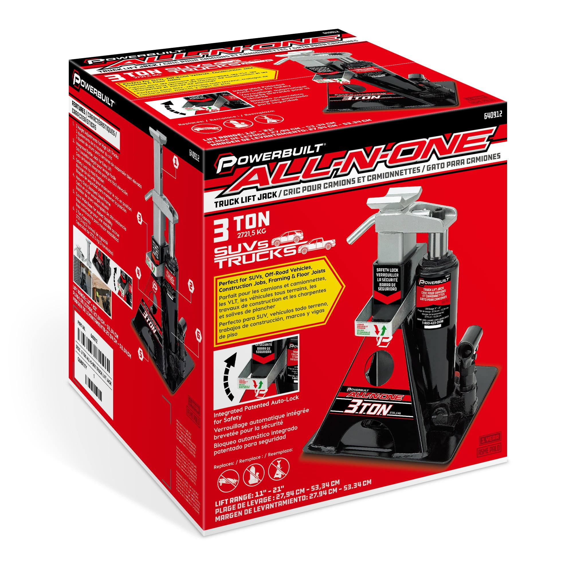 Powerbuilt 3 Ton All-in-One Jackstand/Bottle Jack - 640912