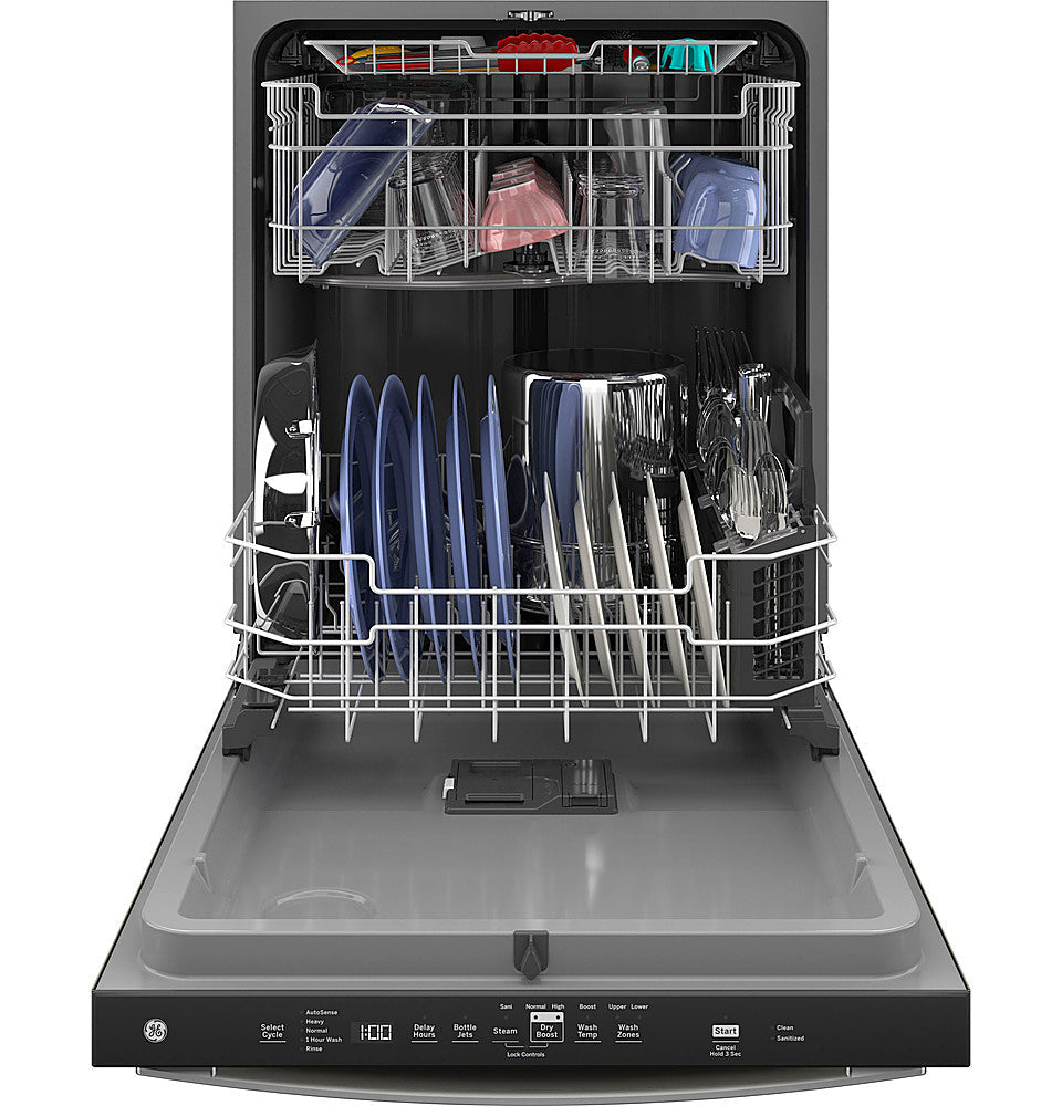 GE - Top Control Built-In Dishwasher with 3rd Rack, Dry Boost, 50 dBa - Slate
