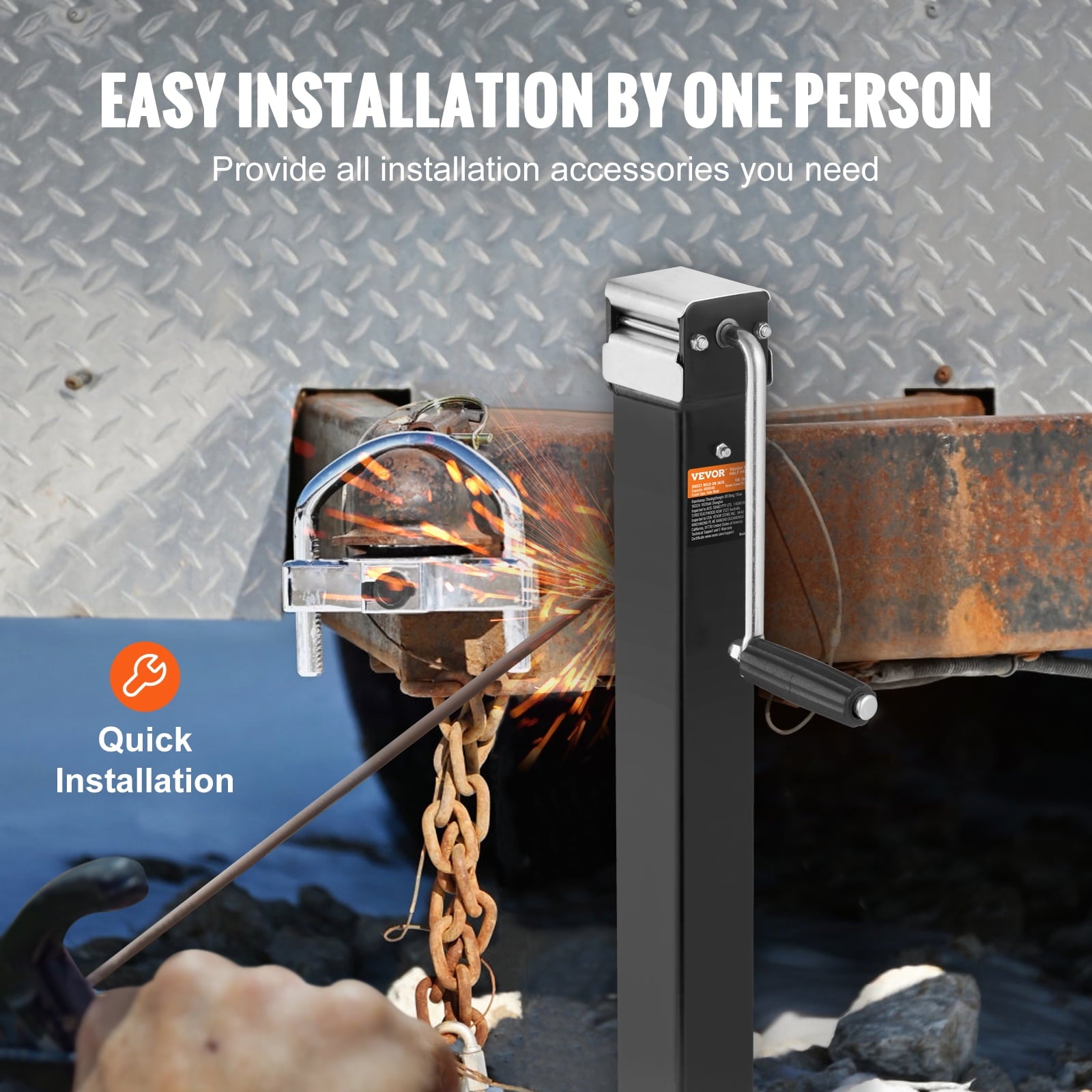 BENTISM Trailer Jack Welded-on Trailer Tongue Jack 8000lb Weight Height Adjustable