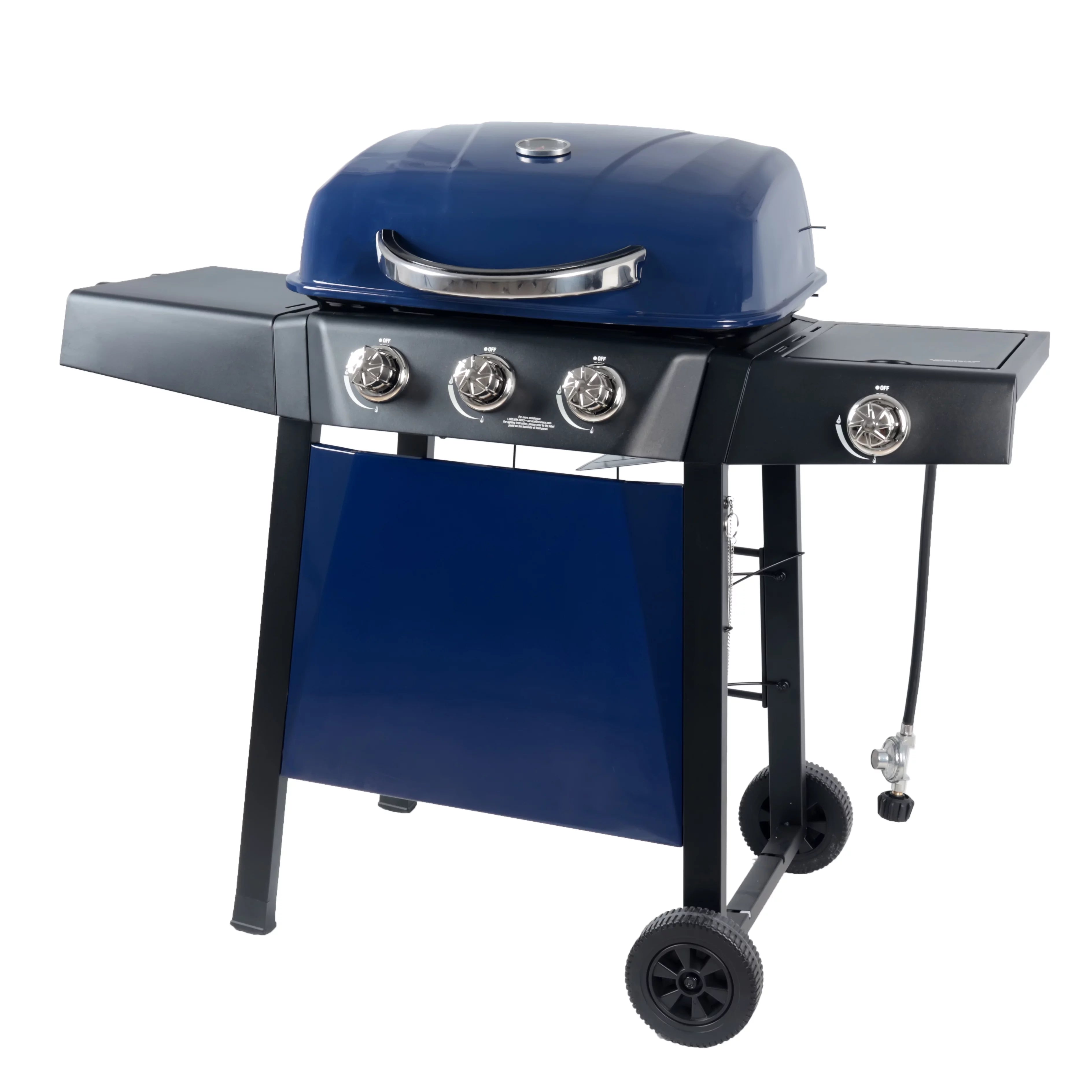 RevoAce 3 Burner Propane Gas Grill Including a Side Burner, Blue Sapphire, GBC1729WBS, New