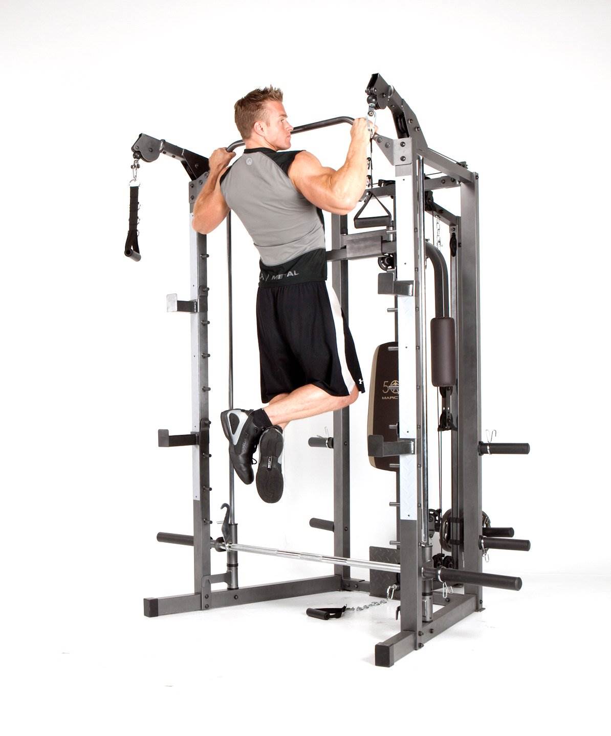 Marcy Combo Heavy Duty Full Body Home Exercise Gym Equipment, Gray/Brown
