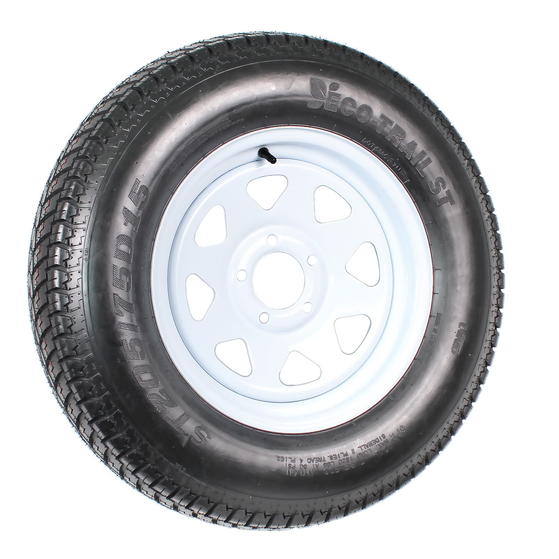 2-Pk Trailer Tire Rim ST205/75D15 15 in. Load C 5 Lug White Spoke Wheel