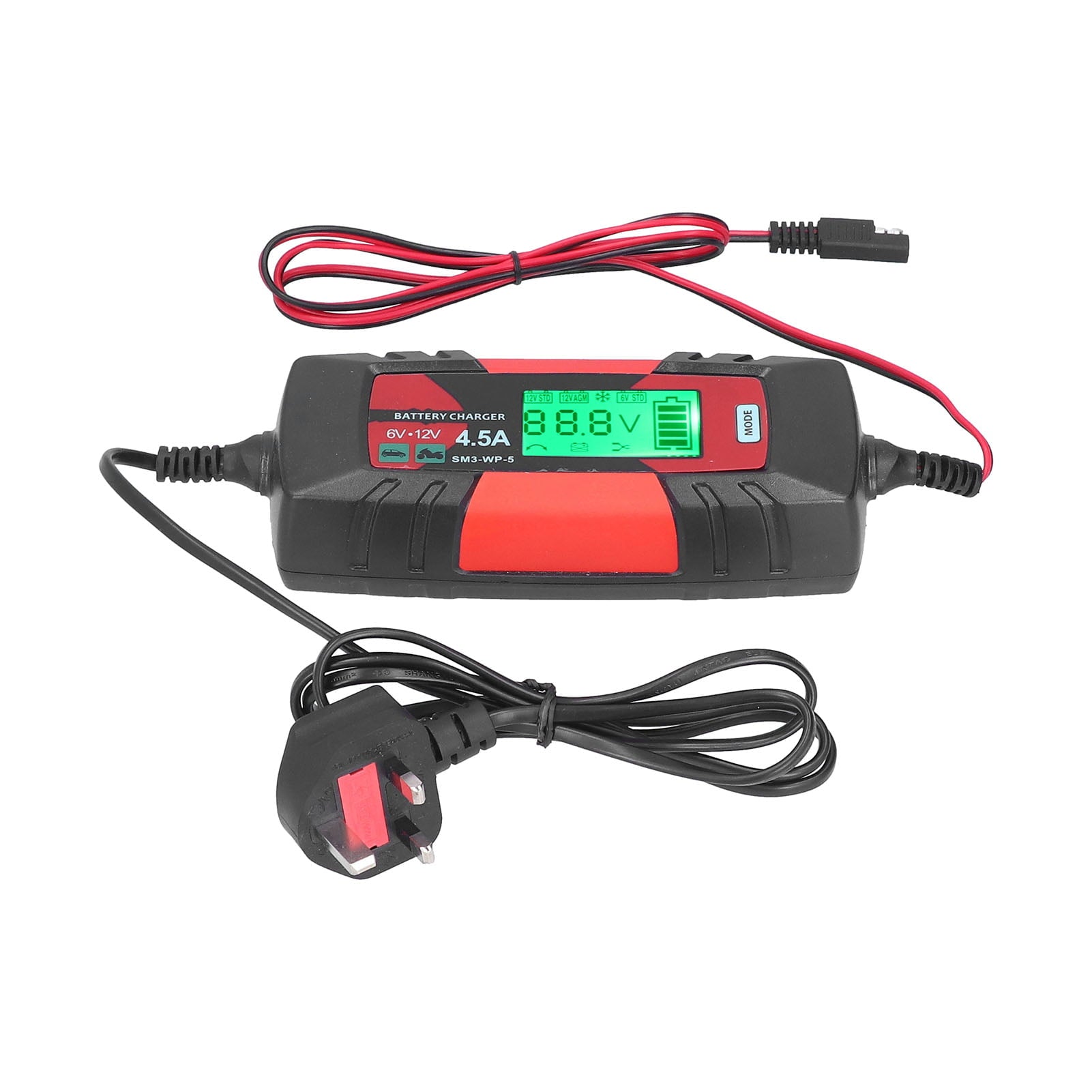 2024 6V 12V Car Battery Charger Intelligent Automatic Batteries Maintainer with LCD Display SM3?WP?5UK Plug 220?240V