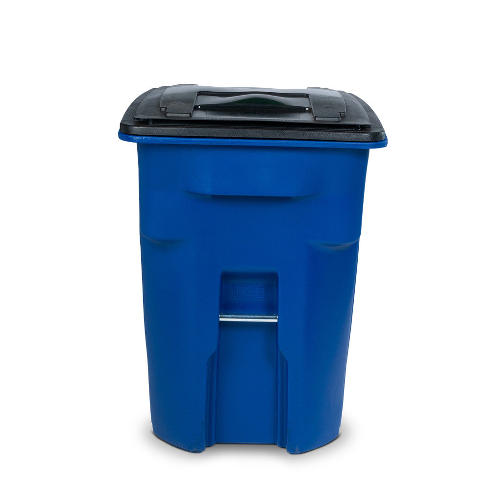 Toter 96 Gallon Trash Can with Smooth Wheels and Lid Blue