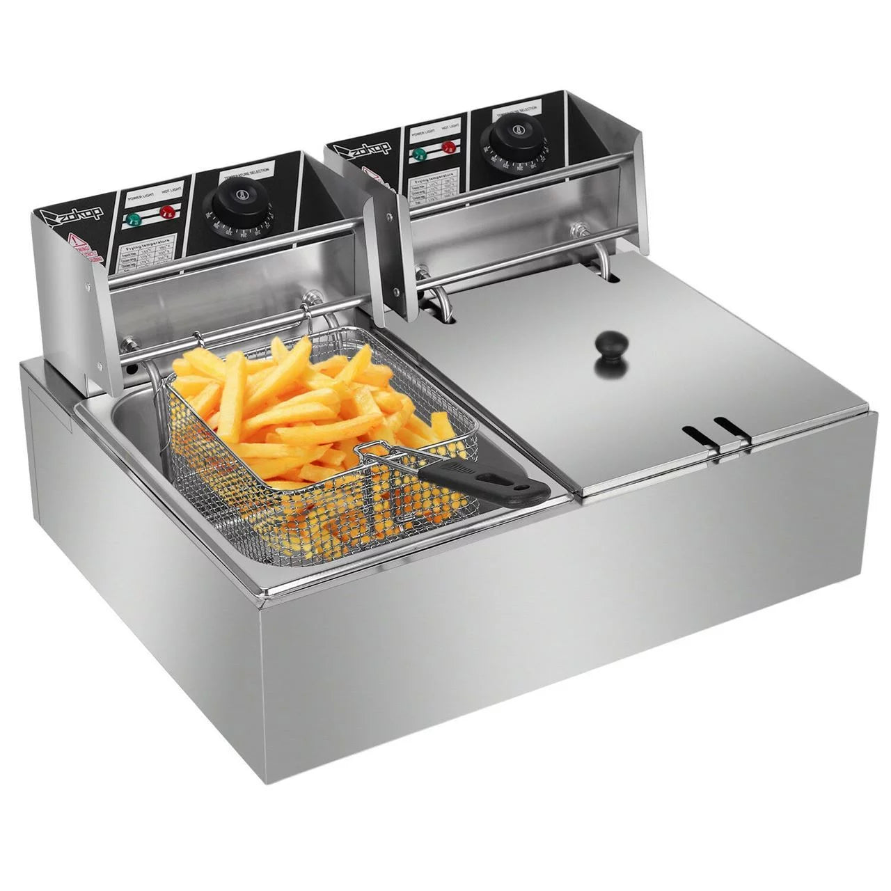 CB15401 Deep Fryer 5000 watt Electric Countertop Dual Tank Stainless Commercial Restaurant