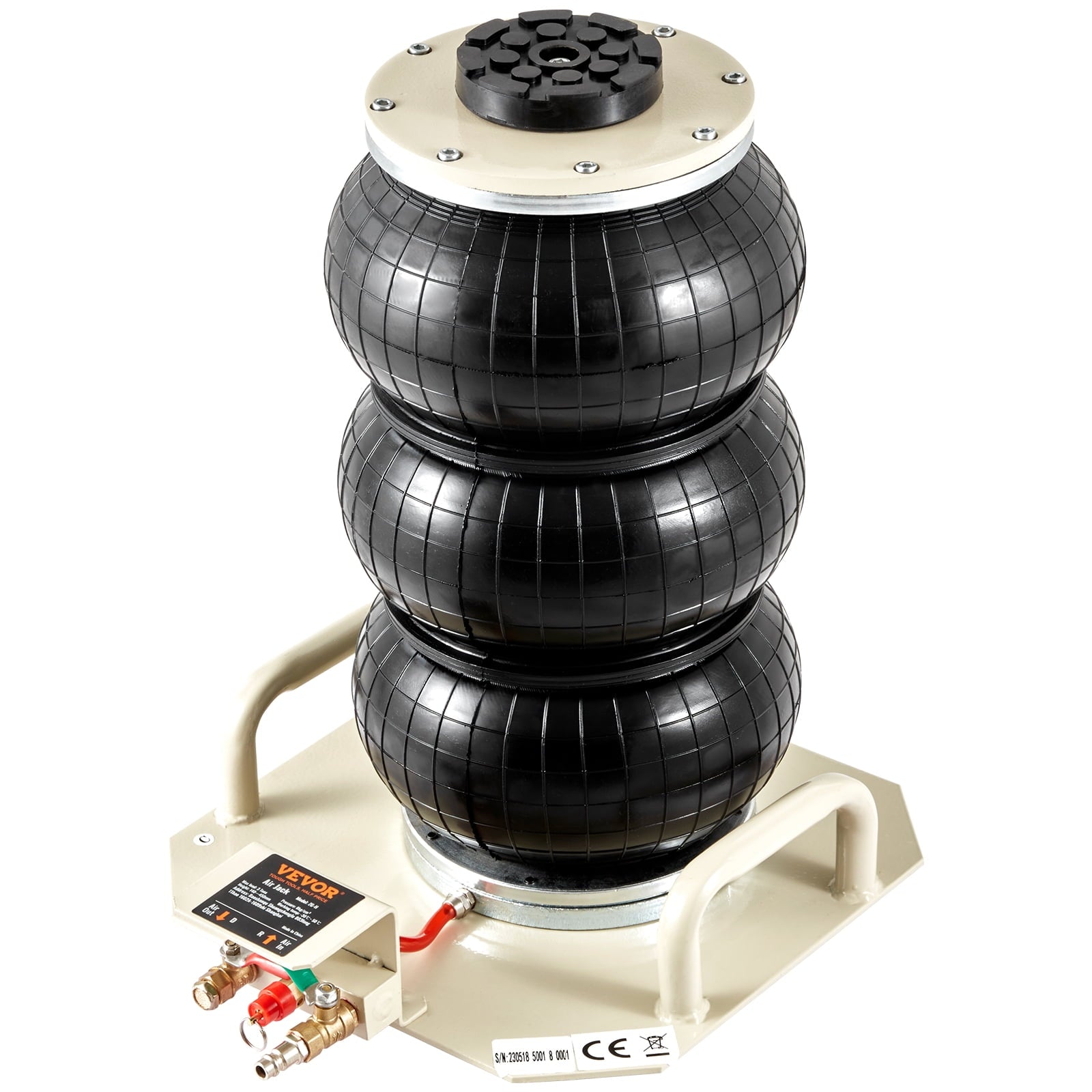 BENTISM Air Jack, 3 Ton/6600 lbs Triple Bag Air Jack, Airbag Jack with Six Steel Pipes, Lift up to 17.7 inch/450 mm, 3-5 s Fast Lifting Pneumatic Jack, with Side Handles for Car, Garage, Repair