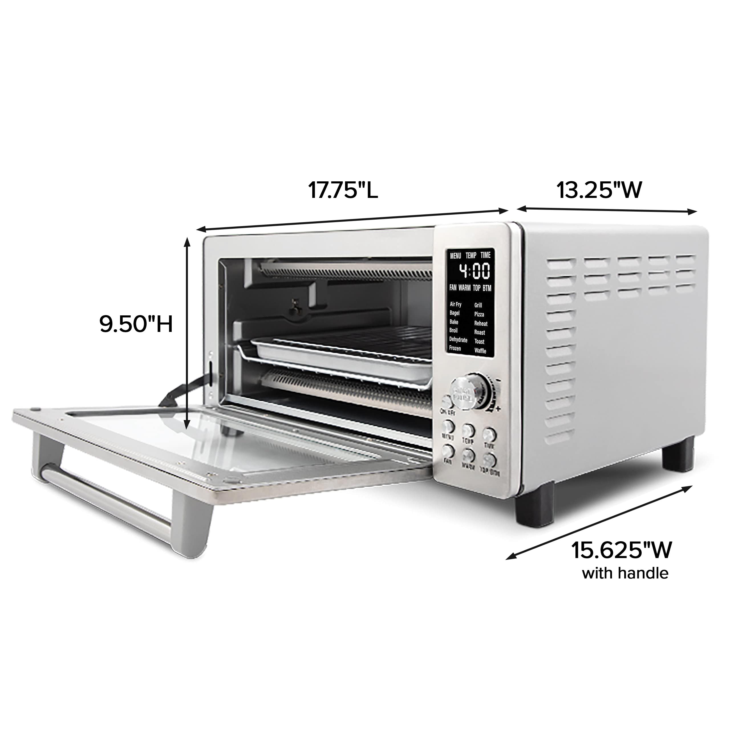 Nuwave Bravo 12-in-1 Digital Toaster Oven, Countertop Convection Oven & Air Fryer Combo, 1800 Watts, 21-Qt Capacity, 50u00b0-450u00b0F Temp Controls, Dual Zone Surround Cooking, Linear T Technology, SS Look