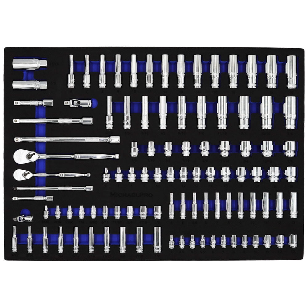 MICHAELPRO MP005004 101 PIECES 3/8-INCH AND 1/4-INCH DRIVE SOCKET SET