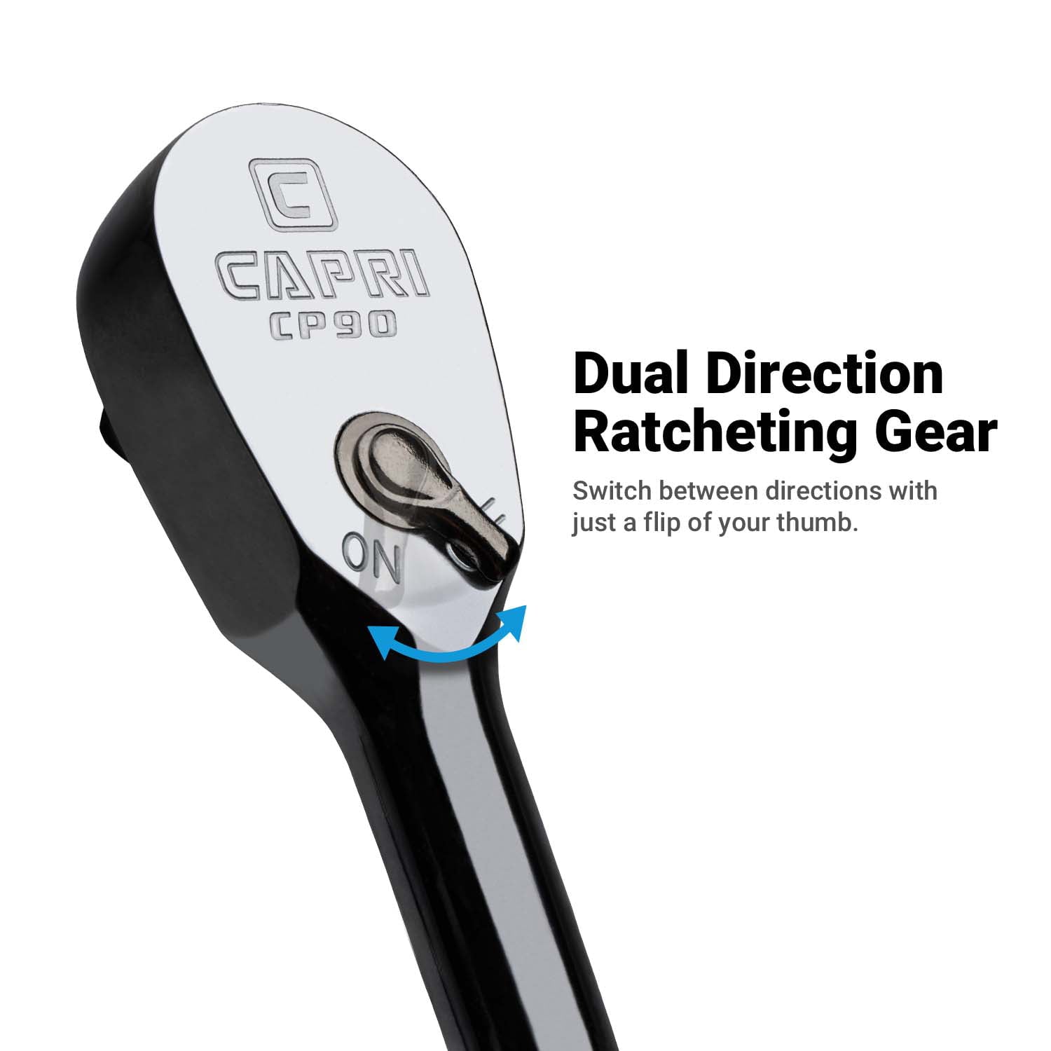 Capri Tools Fine 90-Tooth Extra Long Ratchet Set, Ergonomic Soft Grip, 1/4, 3/8, 1/2 in. Drive, 3-Piece