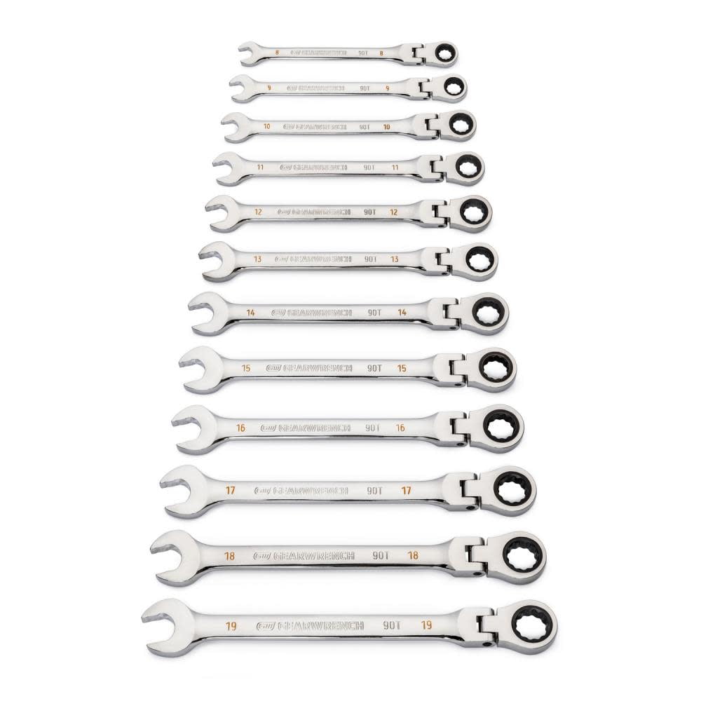 GearWrench 12 Pc. 90T 12PT Metric Flex Combi Ratchet Wre Set