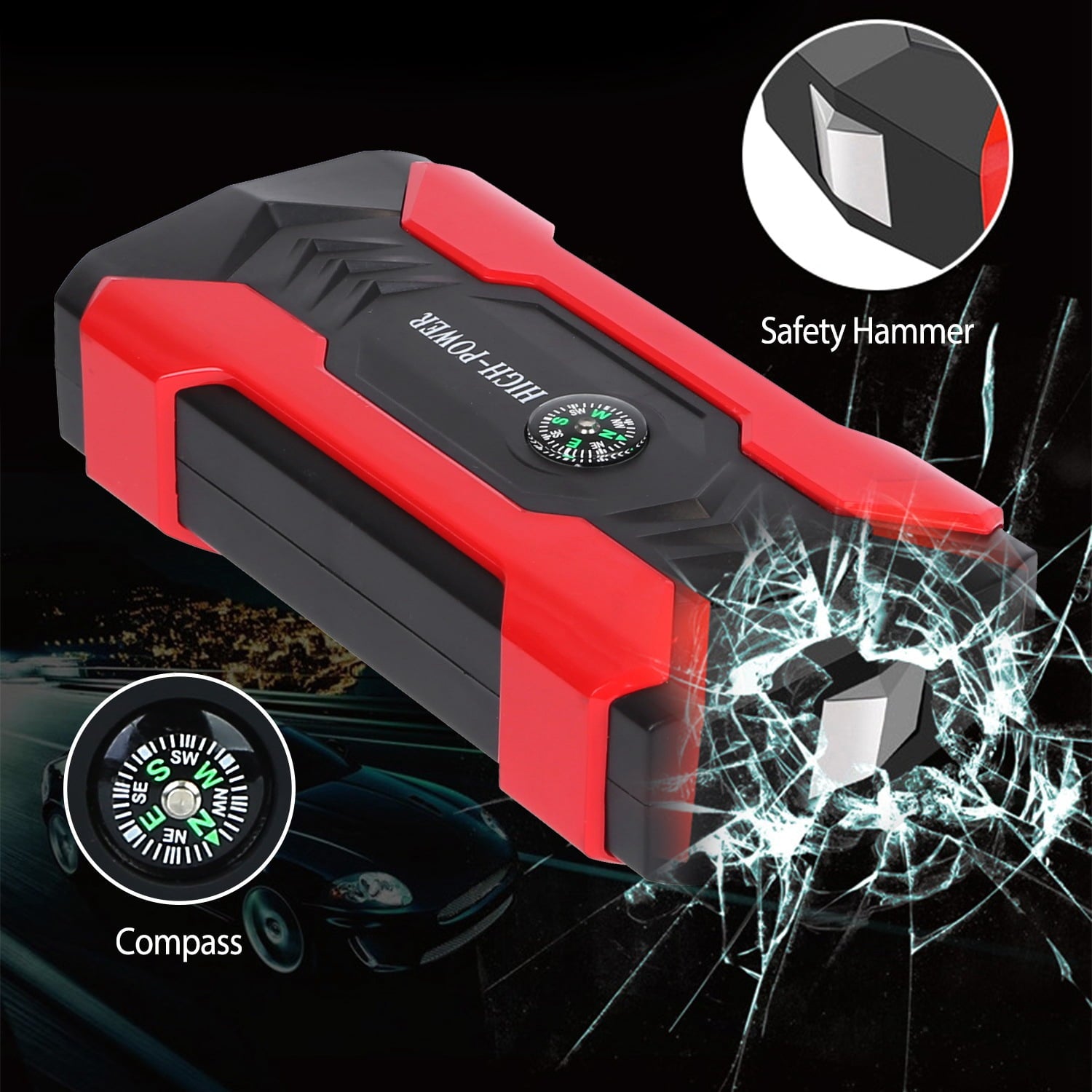 iNova 20000mAh Car Battery Jump Starter 1000A Battery Charger with Safe Smart Clamps LED Flashlight