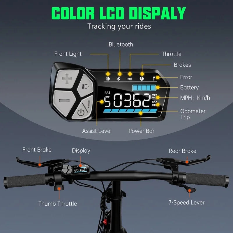 TST Electric Bike, 4.0 Fat Tire Foldable Ebike, 48V 13Ah Battery, 750W Electric Commuter Bicycle with LCD, 20